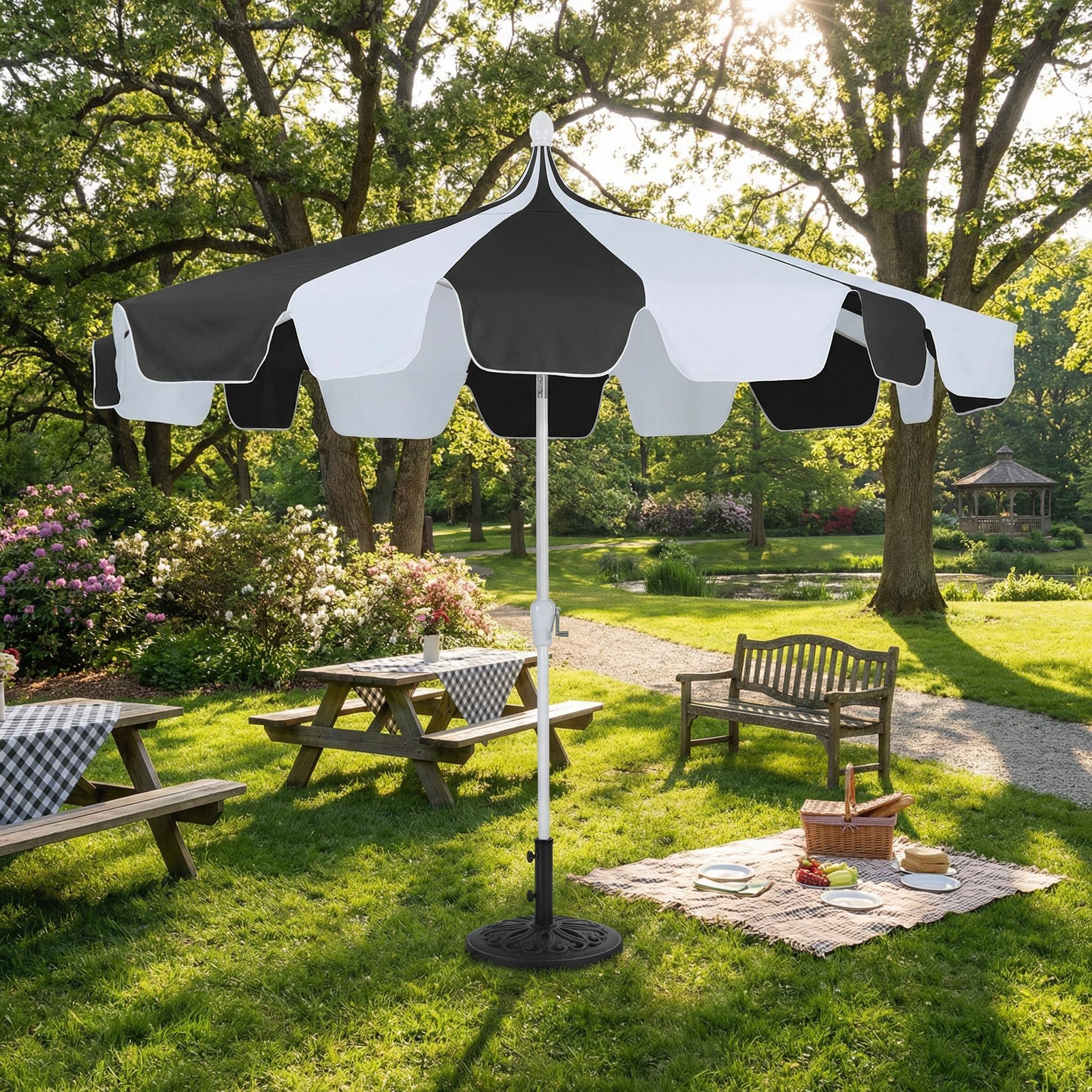 Alt View 6. Mondawe - 10 ft. Pagoda Patio Umbrella with Crank Lift and Tilt Adjustable - Black.