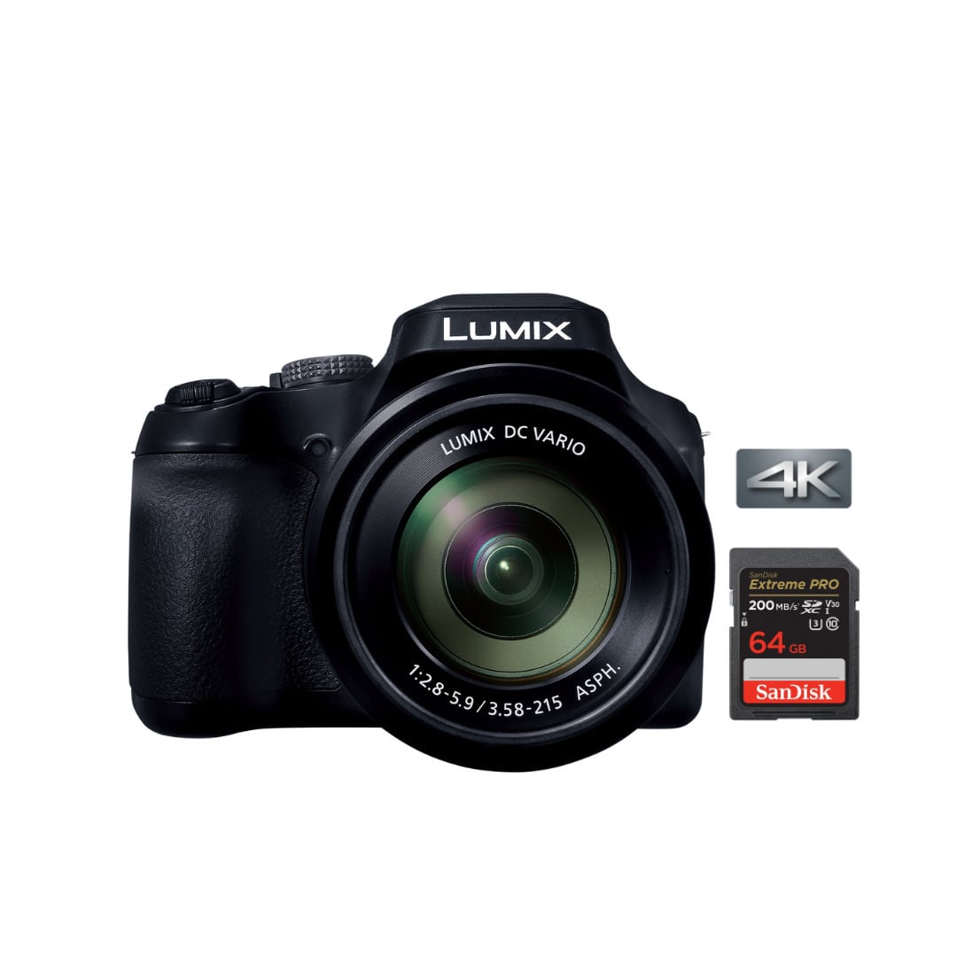 Panasonic - LUMIX FZ80D Point and Shoot Digital Camera with 64GB Extreme Pro SD Card bundle