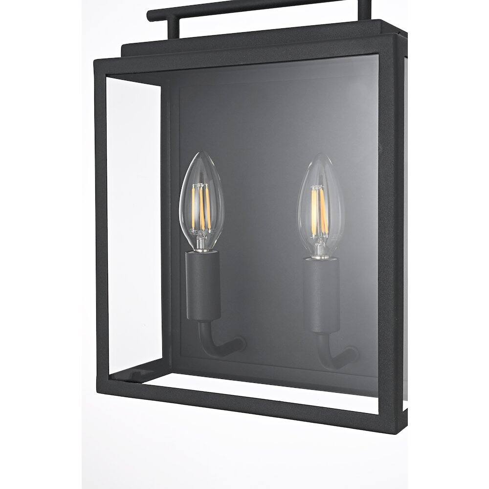 Alt View 1. Elegant Lighting - Valentin 9 Inch Outdoor Wall Sconce In Black - Black.