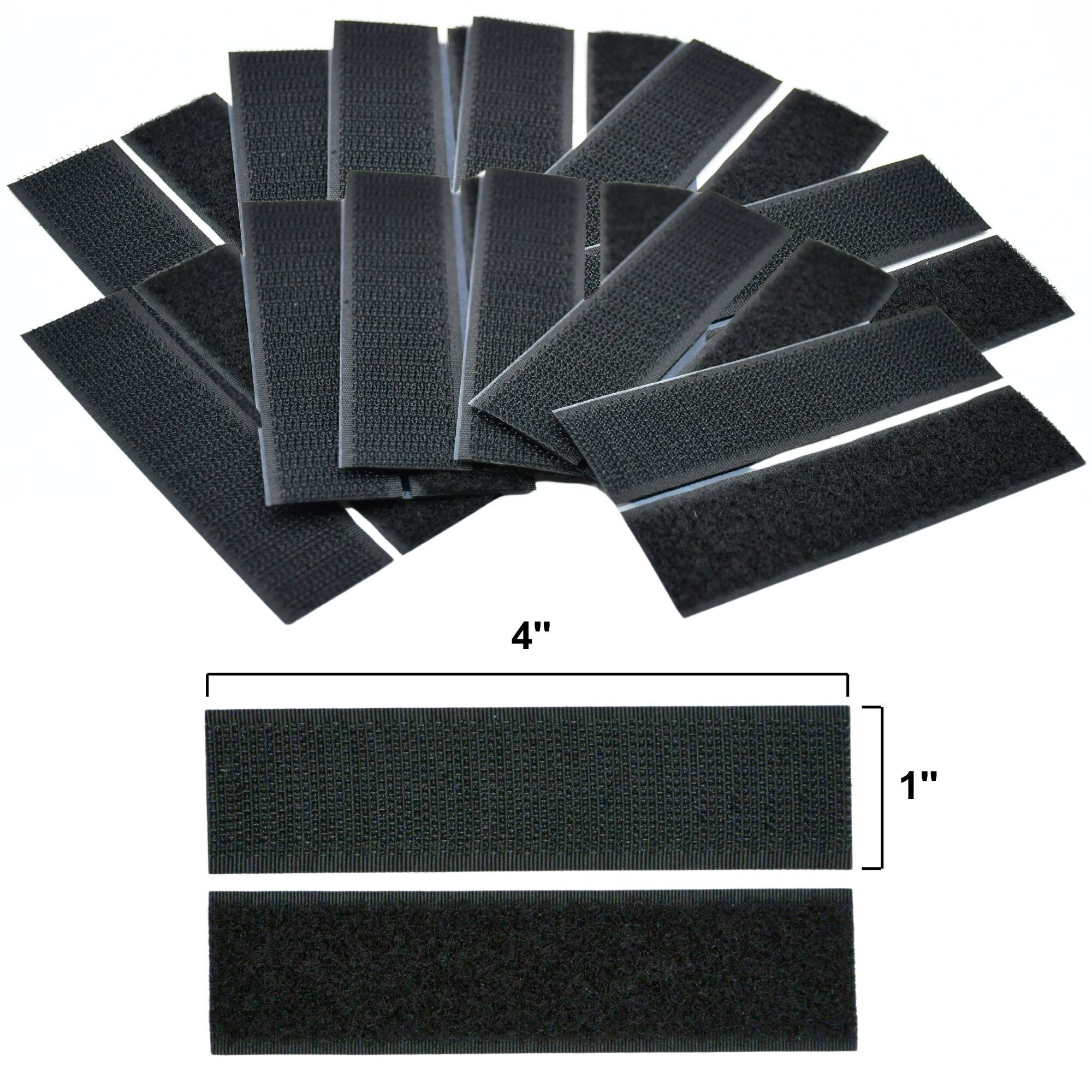 Alt View 7. Grizzly Supply - 4"x1" Adhesive Hook and Loop Strip 6/pk - Black.