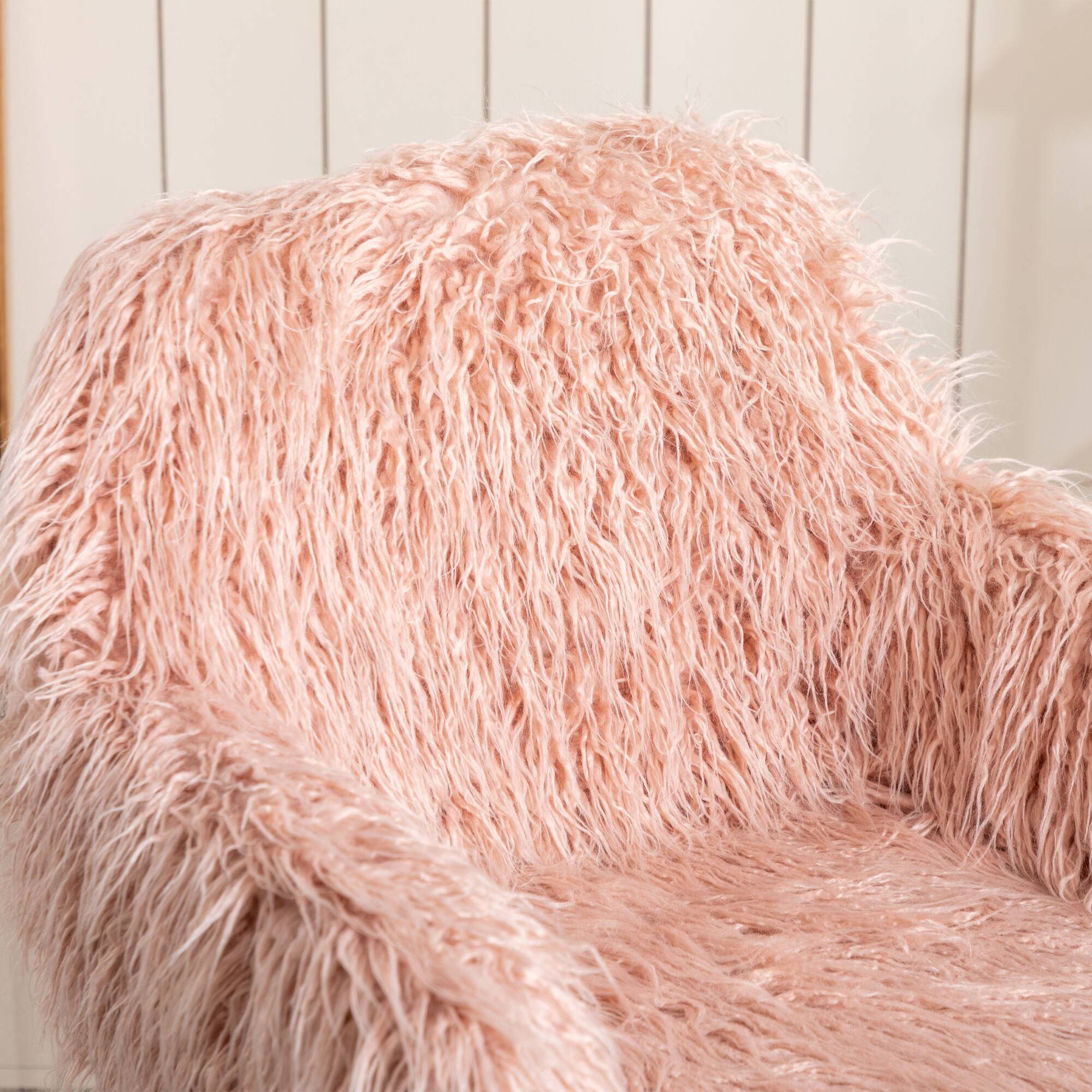 Alt View 2. APRILSOUL - Faux Fur Office Chair Fluffy Makeup Vanity Chair Girls - Pink.