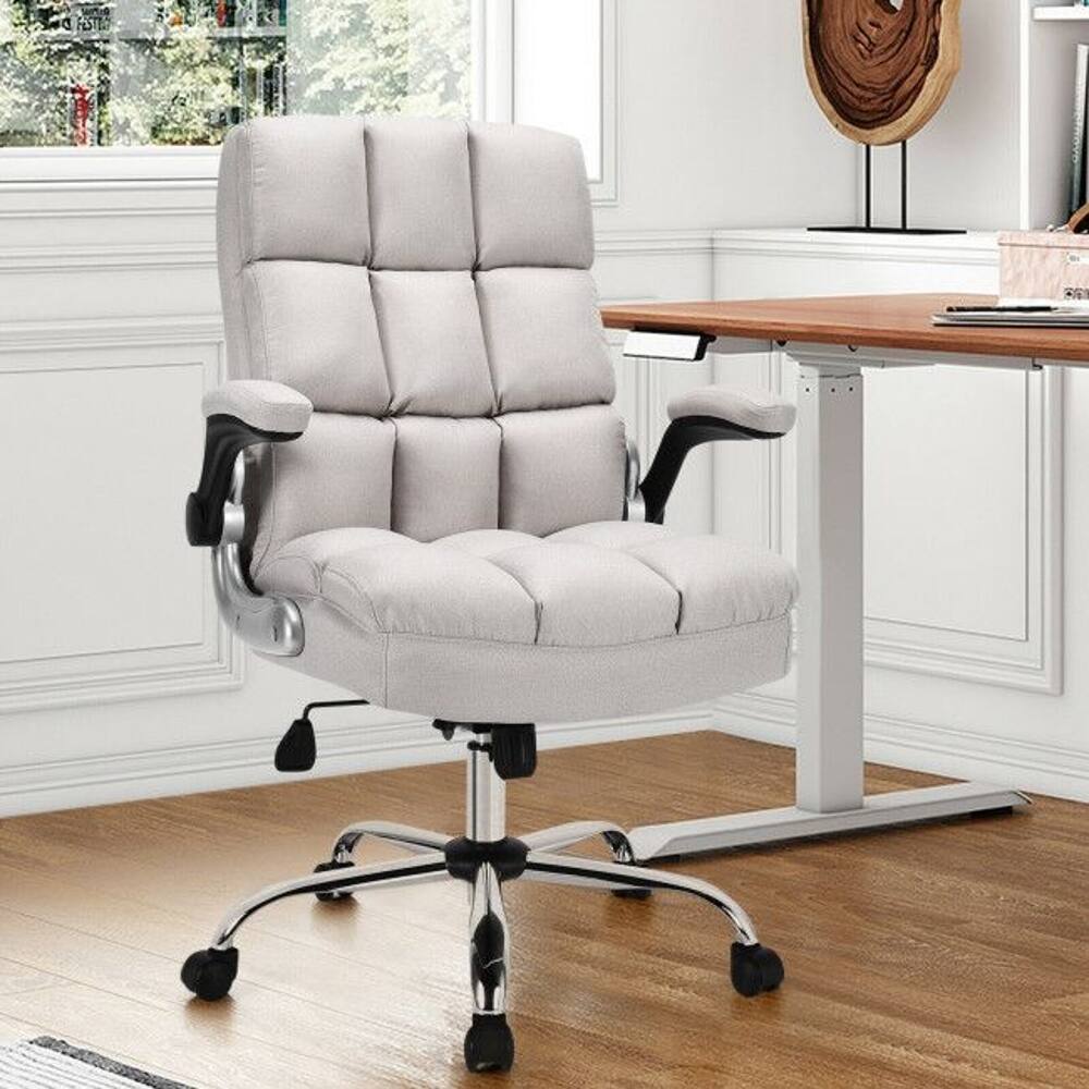 Front. Loheer - Loheer Adjustable Office Chair High Back Swivel Desk Chair Beige - Beige.