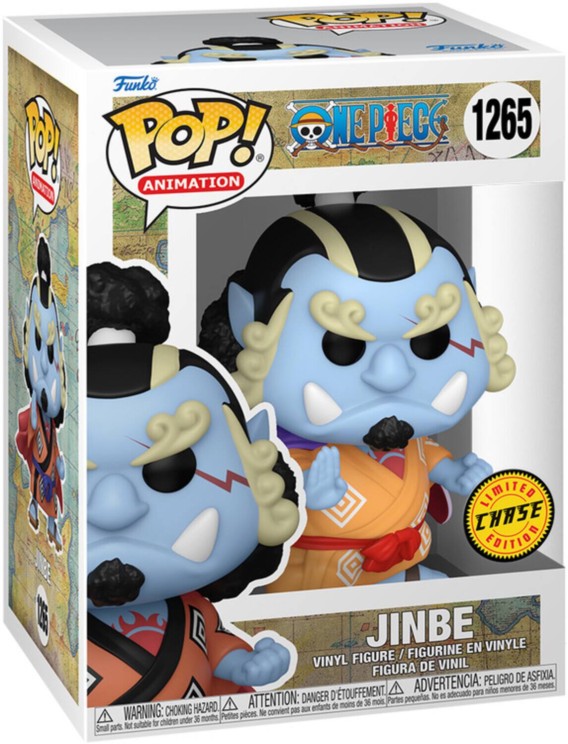 Funko POP! Animation  
One Piece  
1265  
Jinbe  
Vinyl Figure / Figurine en Vinyle / Figura de Vinil  
Limited Chase Edition  

Warning: Choking Hazard. Small parts. Not suitable for children under 36 months.  
Attention: Danger d'étouffement. Petites pièces. Ne convient pas aux enfants de moins de 36 mois.  
Advertencia: Peligro de asfixia. Piezas pequeñas. No es adecuado para niños menores de 36 meses.