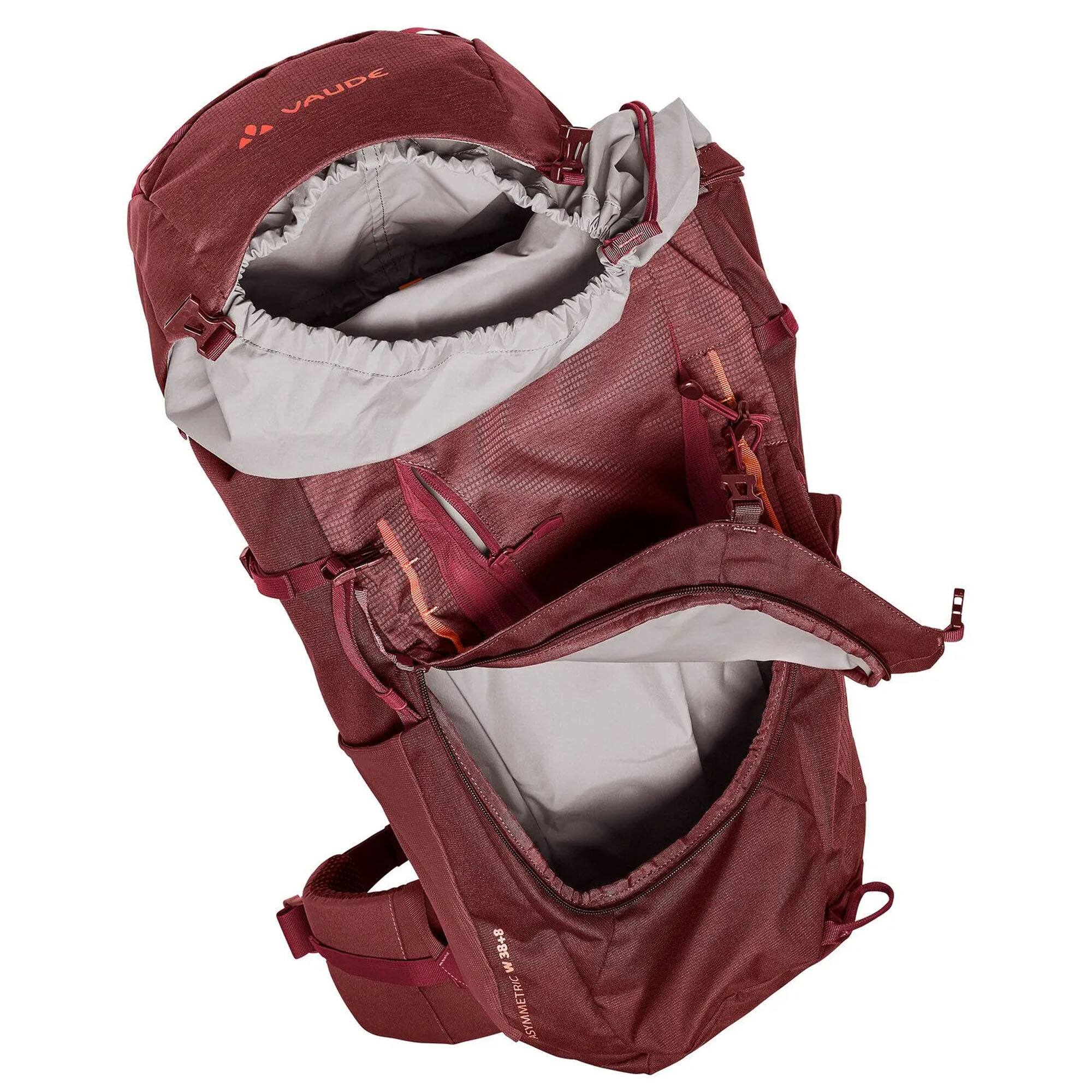 VAUDE Women's Asymmetric 38+8 Trekking Backpack Dark Cherry 15942