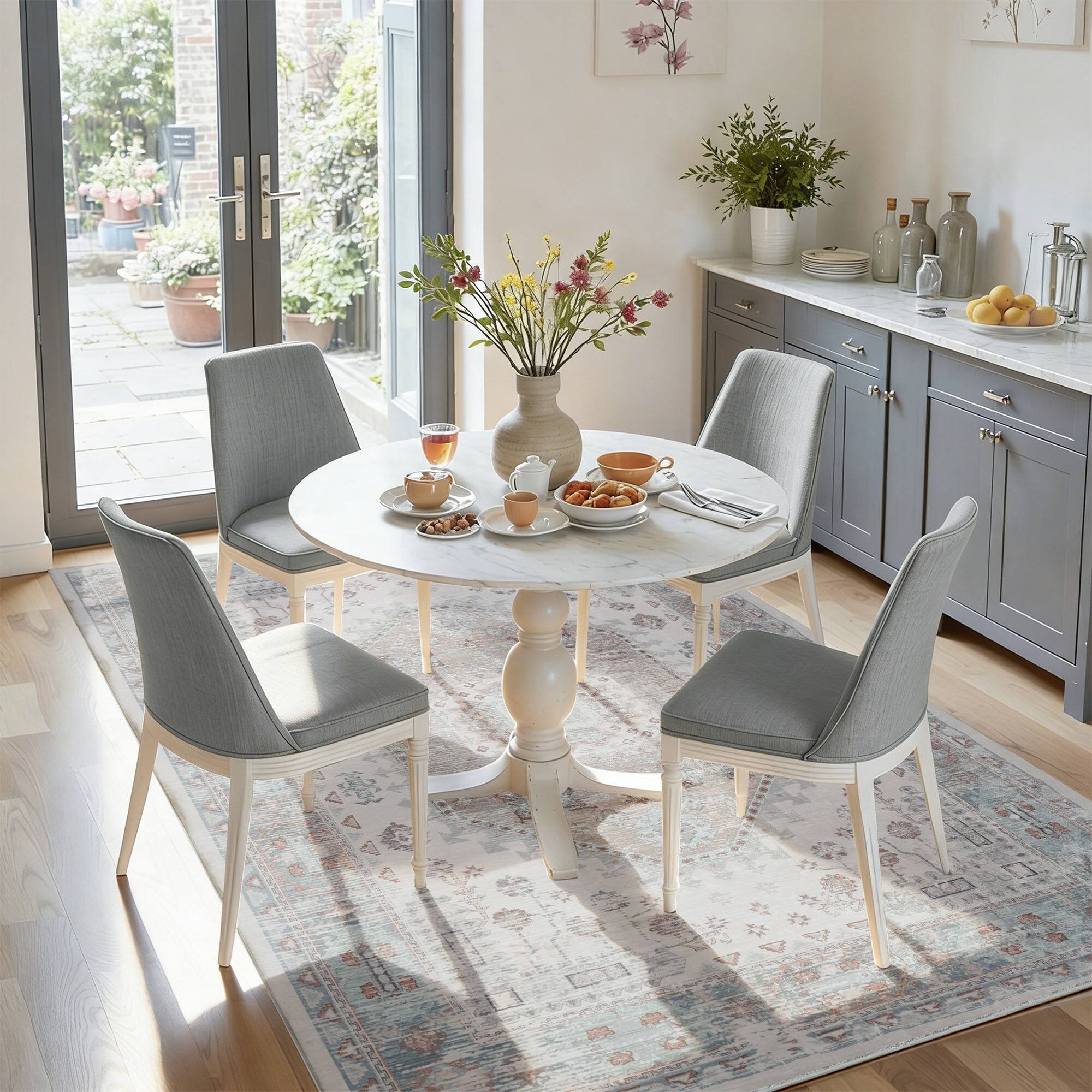 Left. RYHNUYNE - Washable Rugs 5x7 Area Rugs for Living Room, Stain Resistant Thin Carpe, Turquoise Soft Rugs for Nursery Home Office - Turquoise.