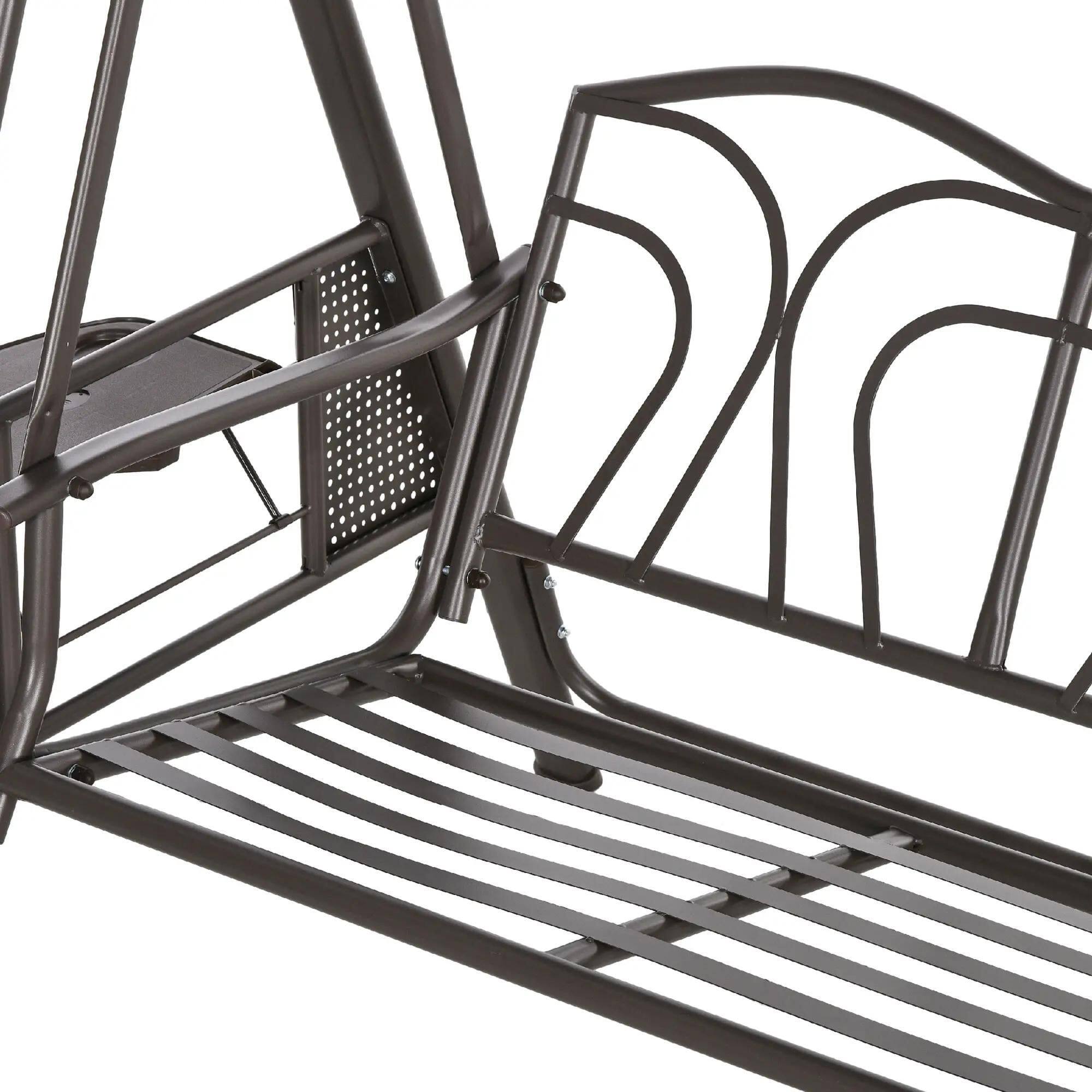 Alt View 2. Resenkos - Resenkos 3-Seat Swing Set, Dark Blue Canopy, Garden, Poolside, Comfortable Cushions & Pillows, Dark Blue.