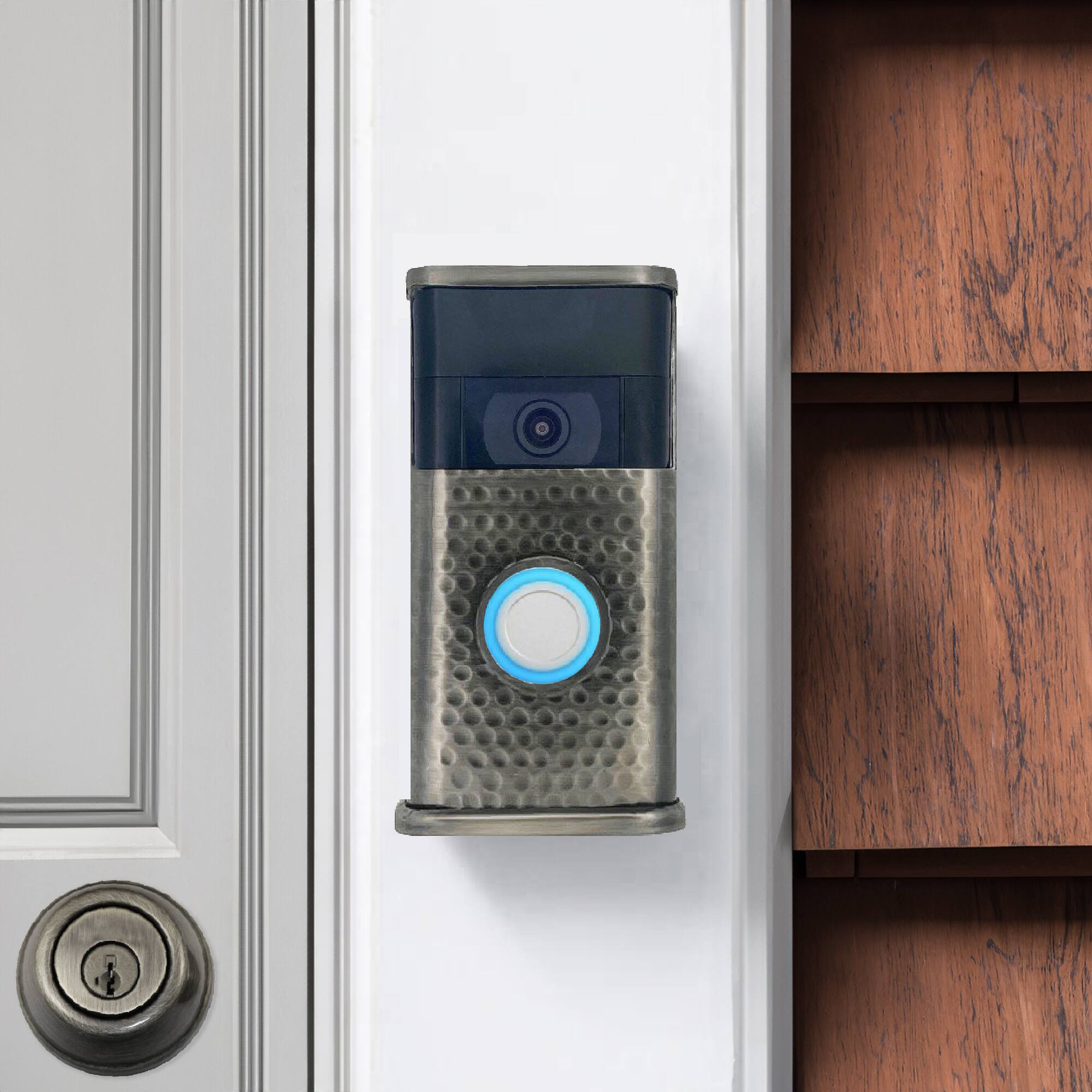 Alt View 3. Michael Healy - Hammered Video Doorbell Cover (Ring 2nd Gen) - Antique Pewter.