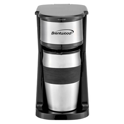 Front. Brentwood - Brentwood Ts-113bk 700-watt Portable Single-serve Coffee Maker With 14-oz. Travel Mug - black.