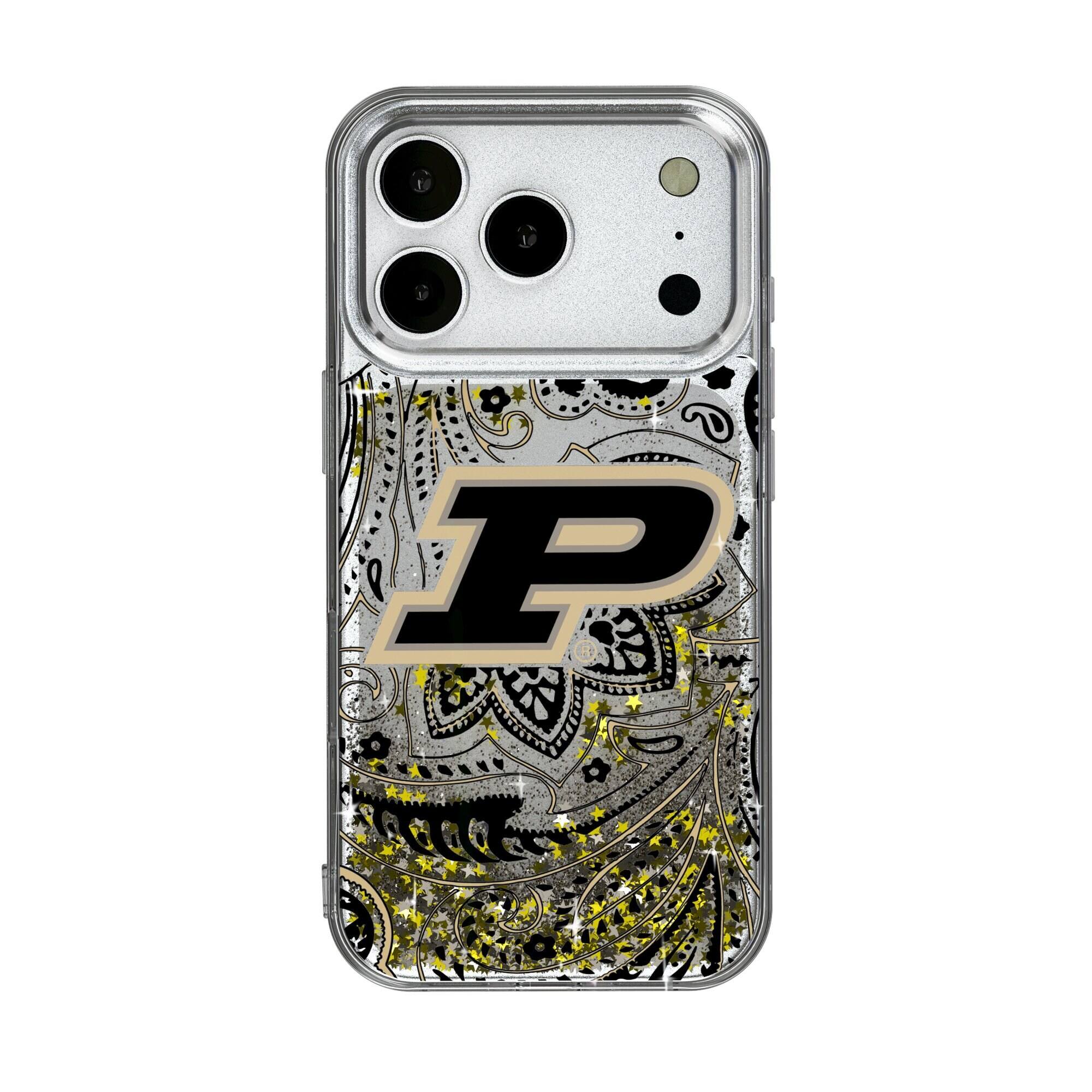 Front. Keyscaper - Purdue Boilermakers iPhone Glitter Paisley Design Case - 17 - Multicolor.
