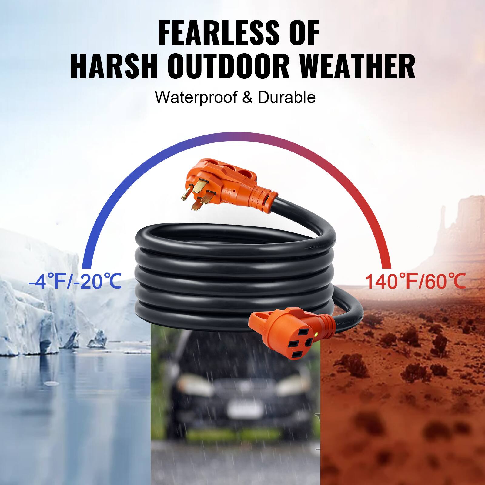 FEARLESS OF HARSH OUTDOOR WEATHER
Waterproof & Durable
-4°F/-20°C
140°F/60°C