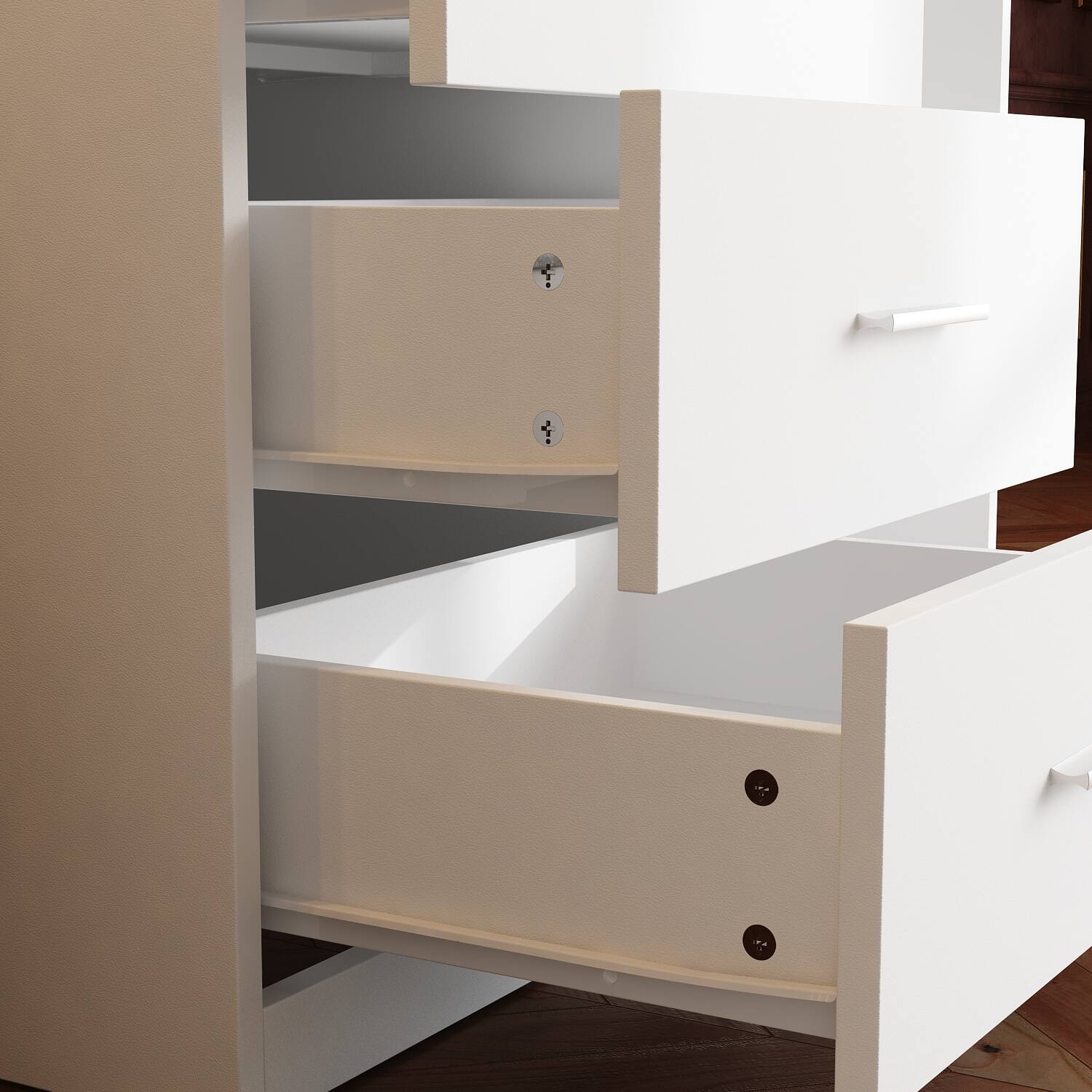 Alt View 4. Famapy - LED Full - Length Mirror Vanity Set with Hidden Makeup Desk & Ample Storage - White.