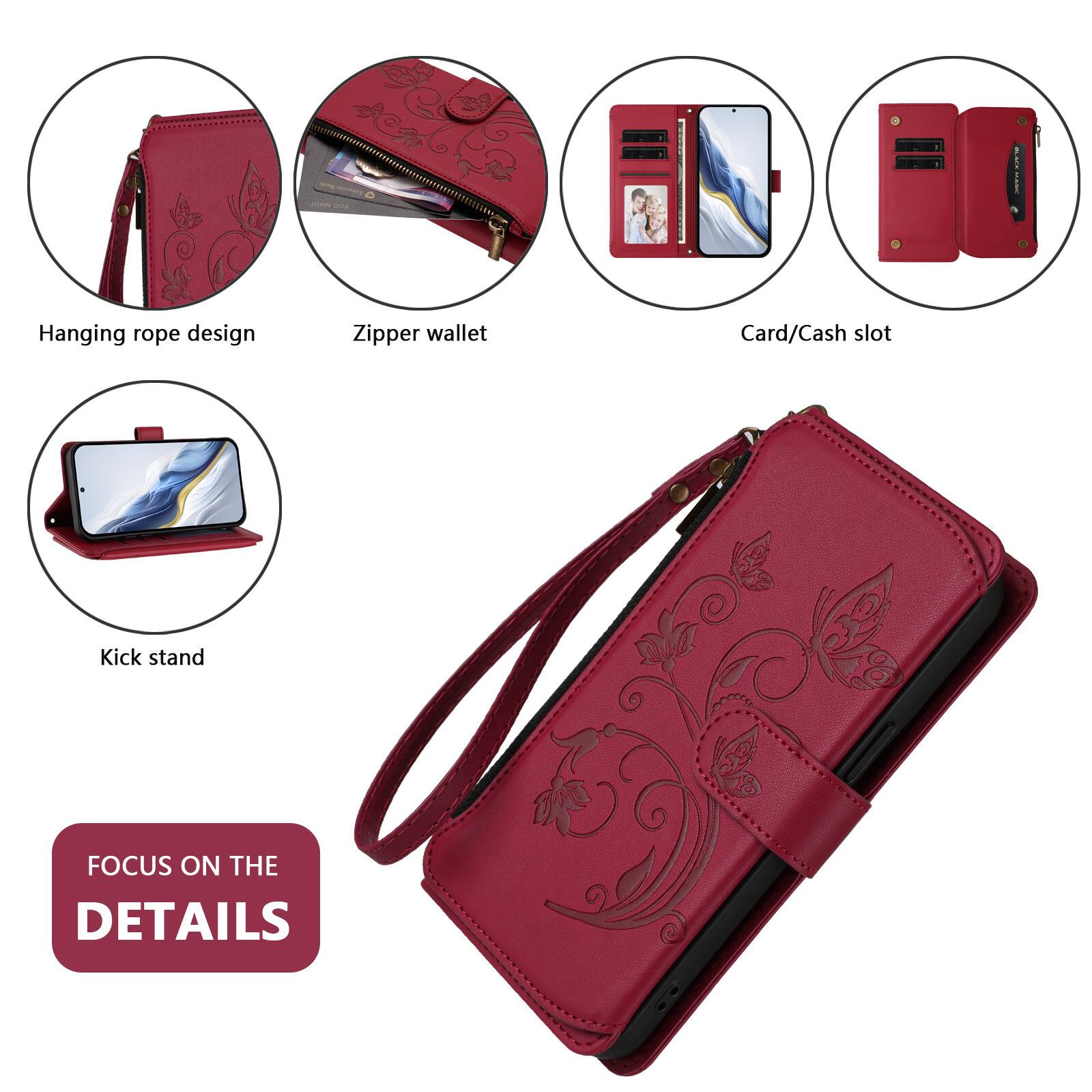 Hanging rope design  
Zipper wallet  
Card/Cash slot  
Kick stand  

FOCUS ON THE DETAILS