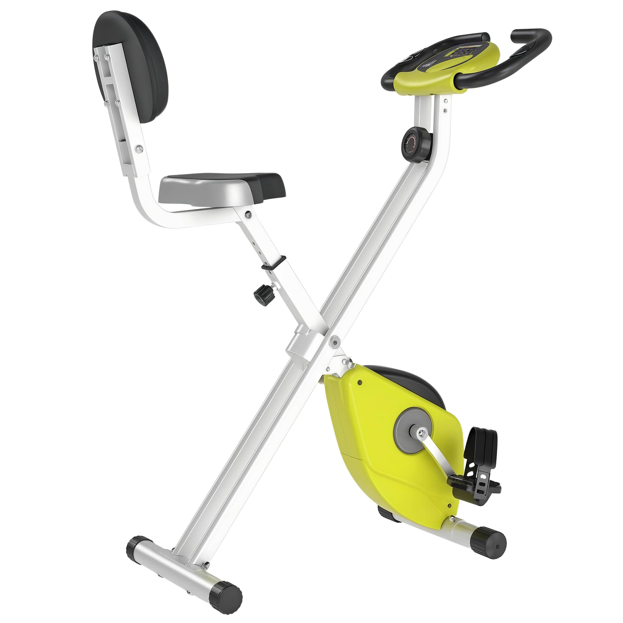Front. Soozier - Foldable Upright Training Exercise Bike Indoor Stationary X Bike with 8 Levels of Magnetic Resistance - Yellow.