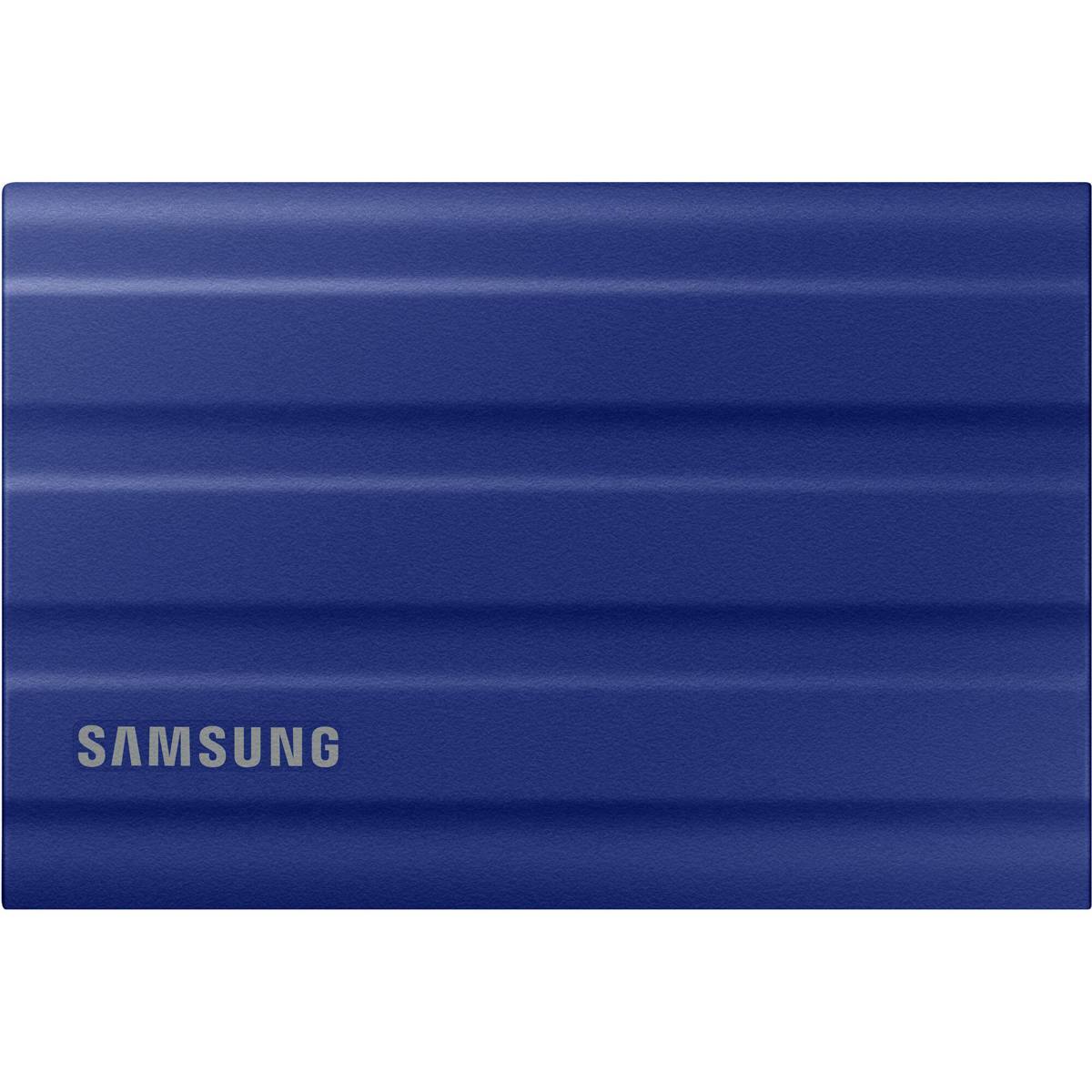 Alt View 4. Samsung - Samsung T7 Shield 2TB USB 3.2 Gen 2 Type-C Portable External SSD, Blue, with Drive Case.