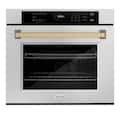 ZLINE - 30 in. Autograph Wall Oven w/ Air Fry w/ Bronze Handle - Satin Stainless Steel