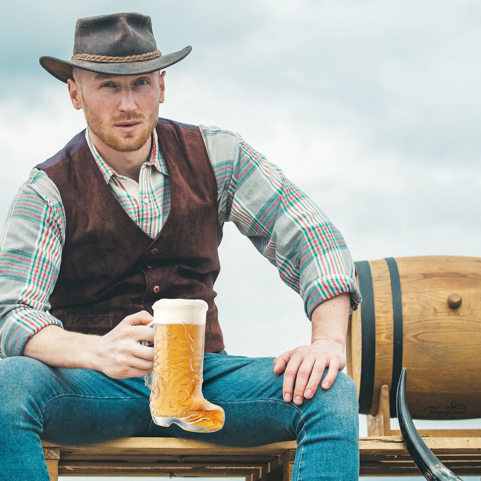 Alt View 4. Final Touch - Wild West Boot Glass, 22 oz / 650 ml, Clear Glass - Clear.