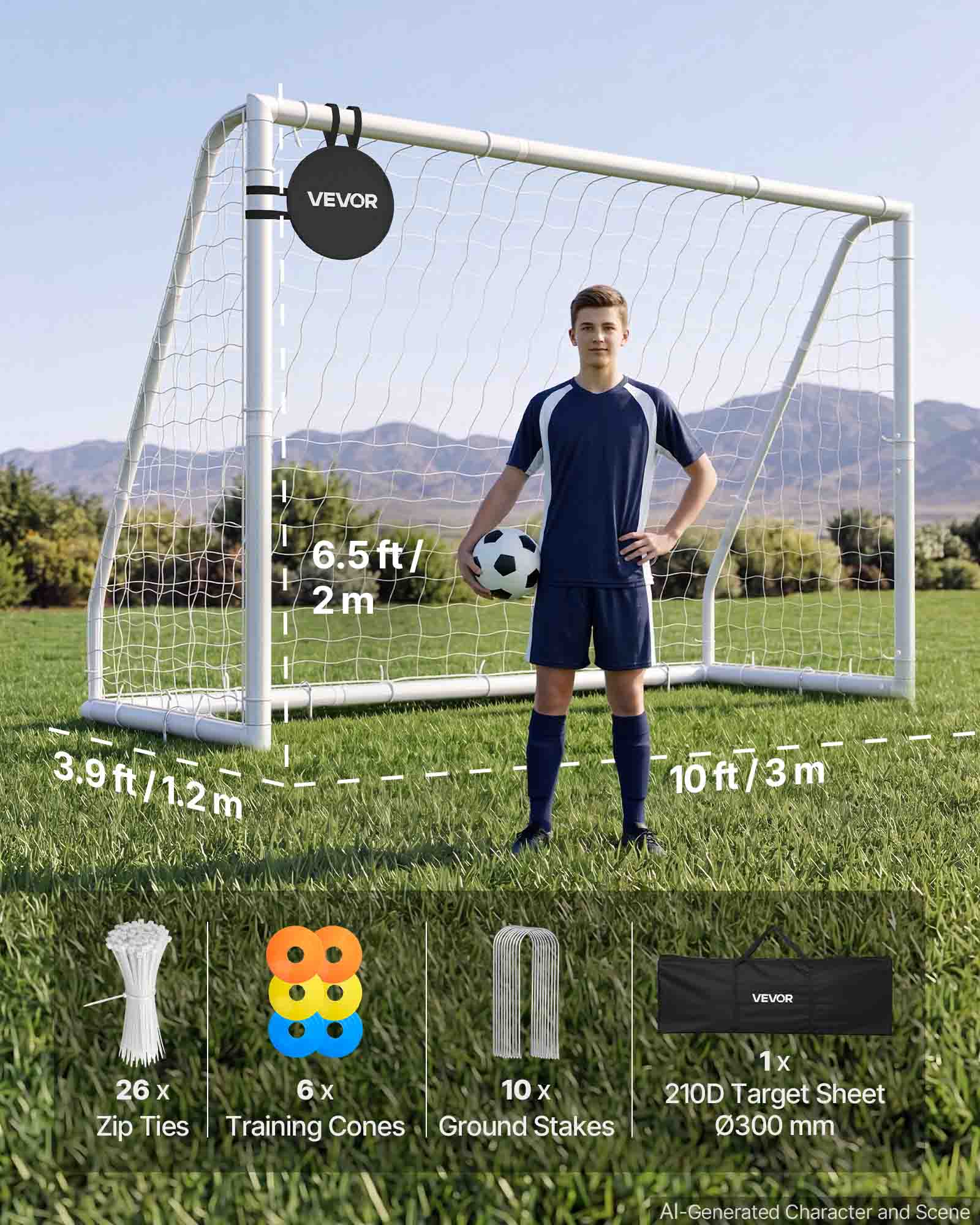 VEVOR 6.5 ft/ 2m 3.9ft/1.2m 10ft/3m

1x 26 x 6 x 10x X 210D Target Sheet Zip Ties Training Cones Ground Stakes 0300 mm

AI-Generated Character and Scene