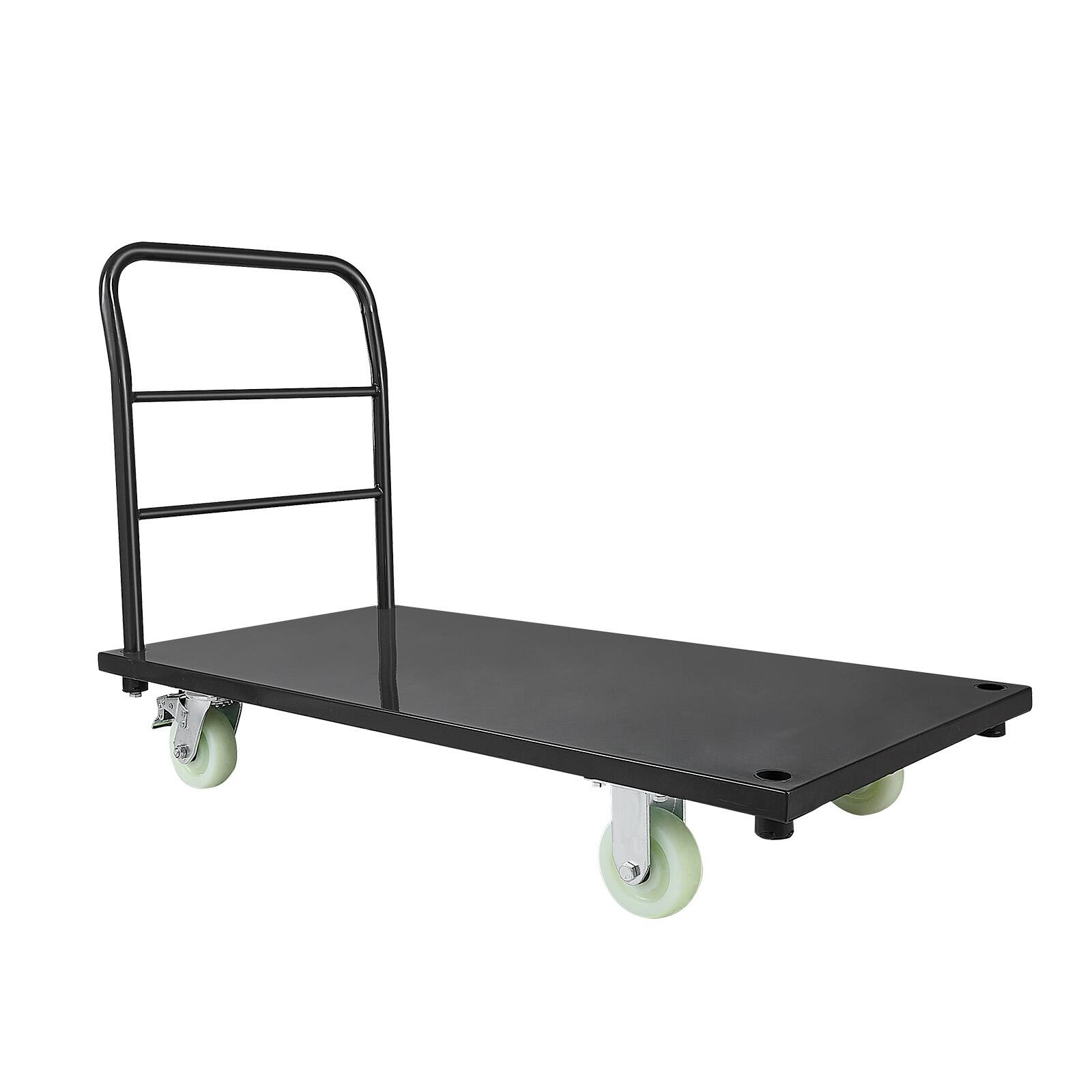 Alt View 5. VEVOR - Heavy Duty Platform Truck, 2000 lbs Capacity, Industrial Steel Flatbed Cart with Swivel Wheels and Handle - Black.