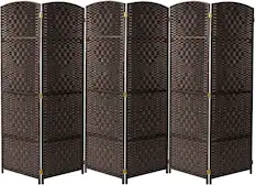 Front. Sorbus - Sorbus 6 Panel Room Divider 6 ft. Tall - Privacy Screen, Extra Wide Double Hinged Panels, Diamond Double-Weaved - Brown.