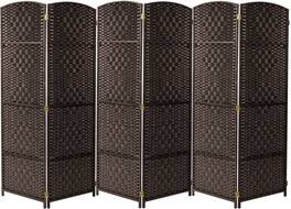 Sorbus - 6 Panel Room Divider 6 ft. Tall - Privacy Screen, Extra Wide Double Hinged Panels, Diamond Double-Weaved - Brown