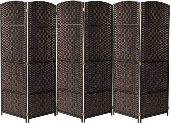 Front. Sorbus - Sorbus 6 Panel Room Divider 6 ft. Tall - Privacy Screen, Extra Wide Double Hinged Panels, Diamond Double-Weaved - Brown.