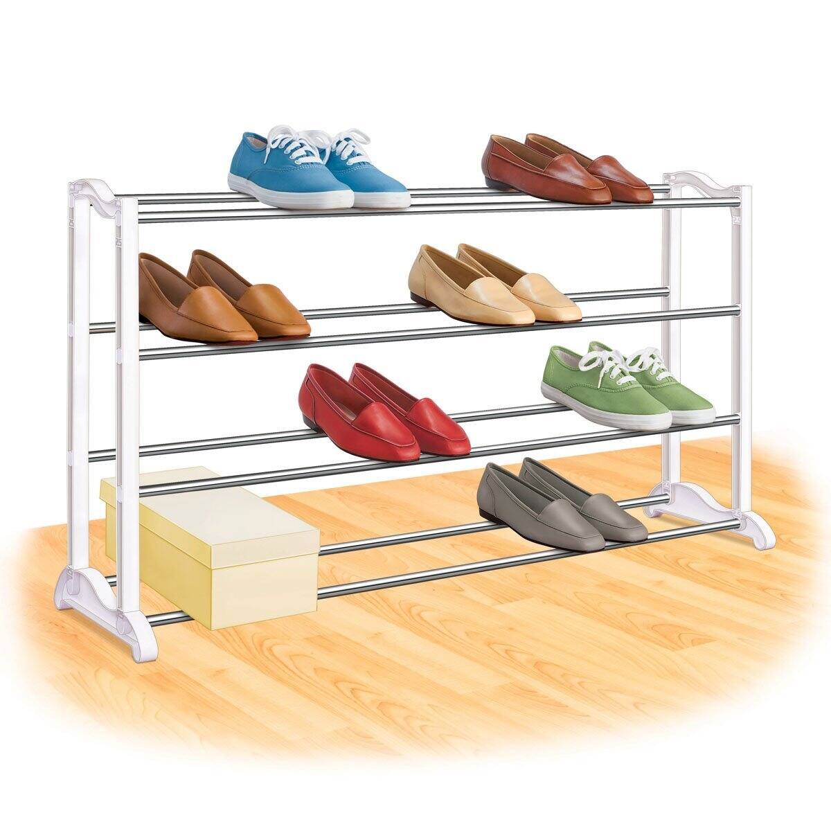 Angle. Hivvago - 4-Tier Shoe Rack - Holds up to 20 Pair of Shoes - White.