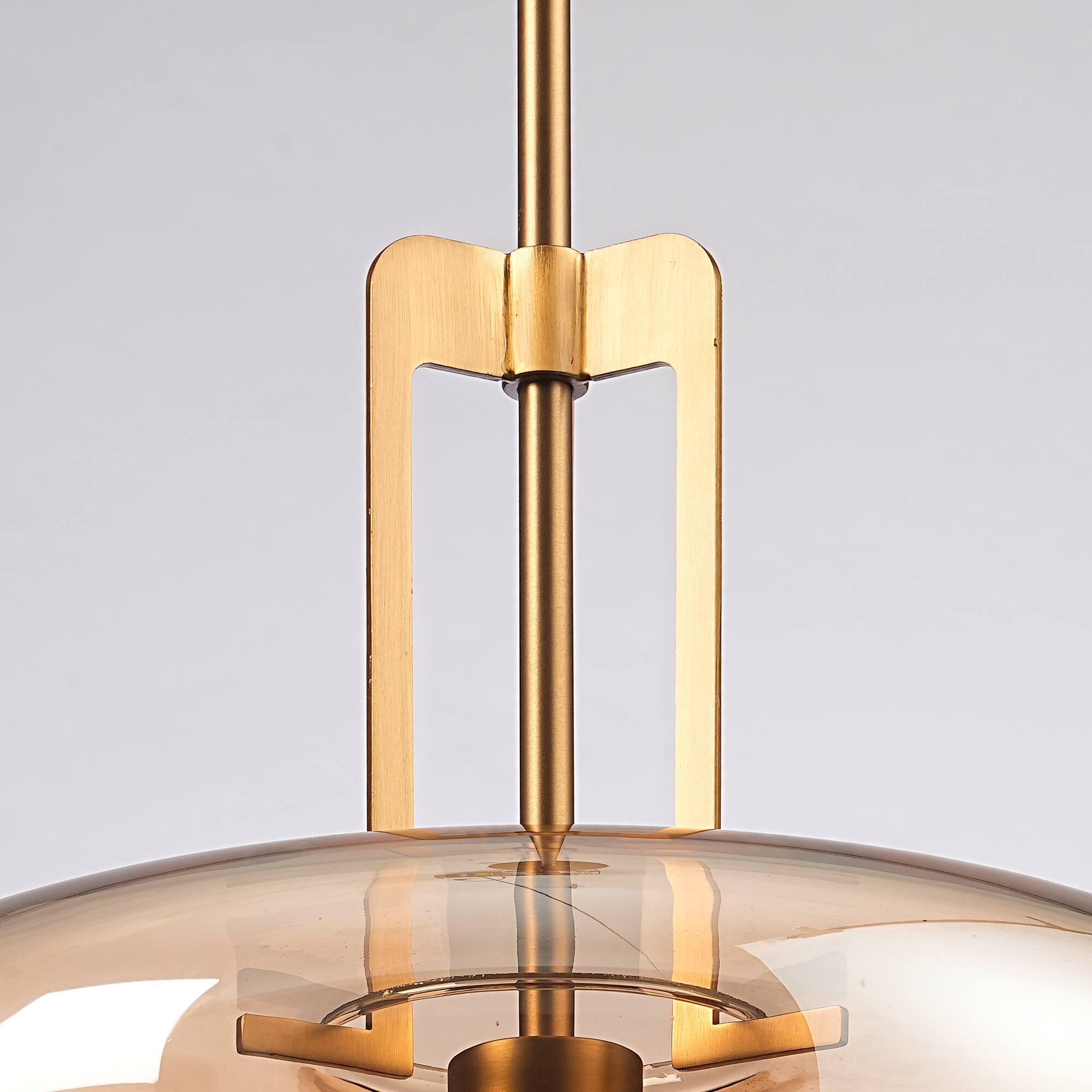 Alt View 4. Parrot Uncle - 15" Modern Round Amber Glass Shade Pendant Light 1-Light Adjustable Hanging Light for Kitchen Island - Amber.