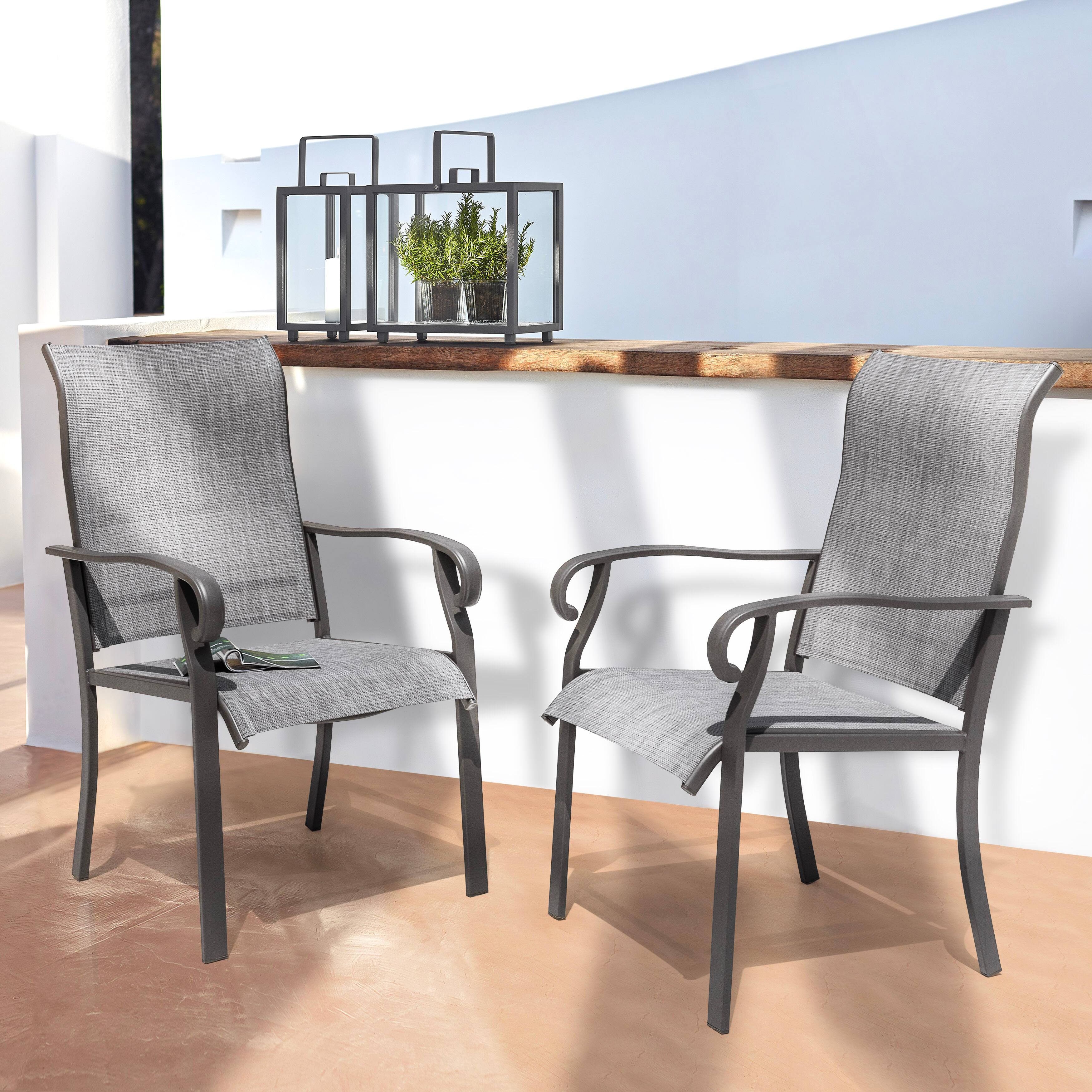Alt View 9. Nuu Garden - Outdoor 2-Piece Patio Chair Set, Textilene Fabric, Powder-coated Iron Frame - Light Gray.