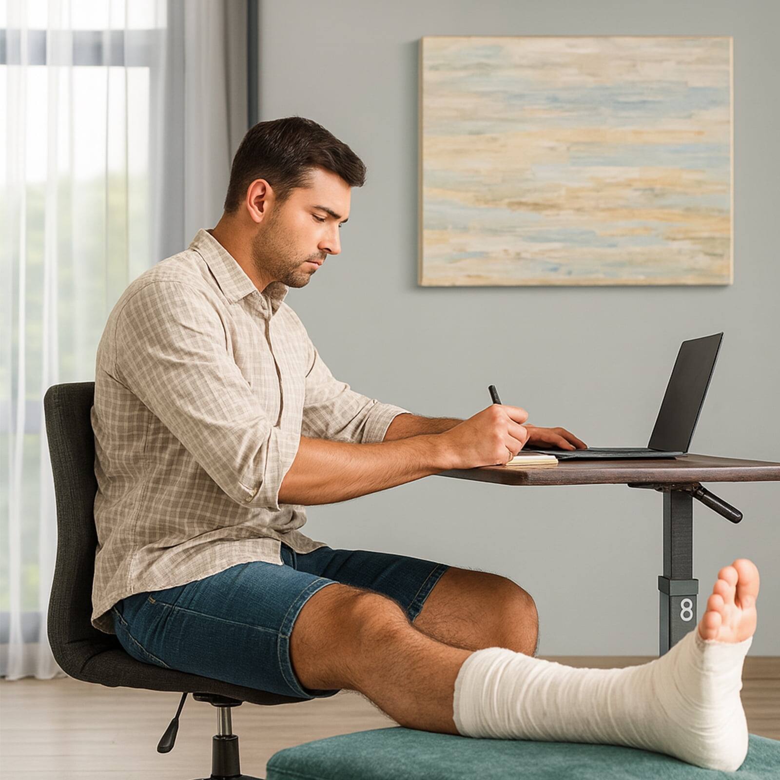 Alt View 3. Sugift - Adjustable Rolling Laptop Desk with Tilting Top & Lockable Wheels, Portable Height-Adjustable Table for Home or Office - Brown.