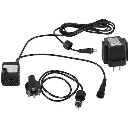 Front. Sunnydaze - 40 GPH 12V Electric Fountain Pump with 6 White Lights - Black.