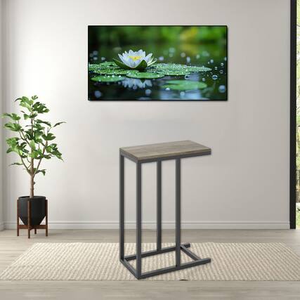 Front. Hivvago - C-Frame Side Table with Durable Metal Base - Oak.