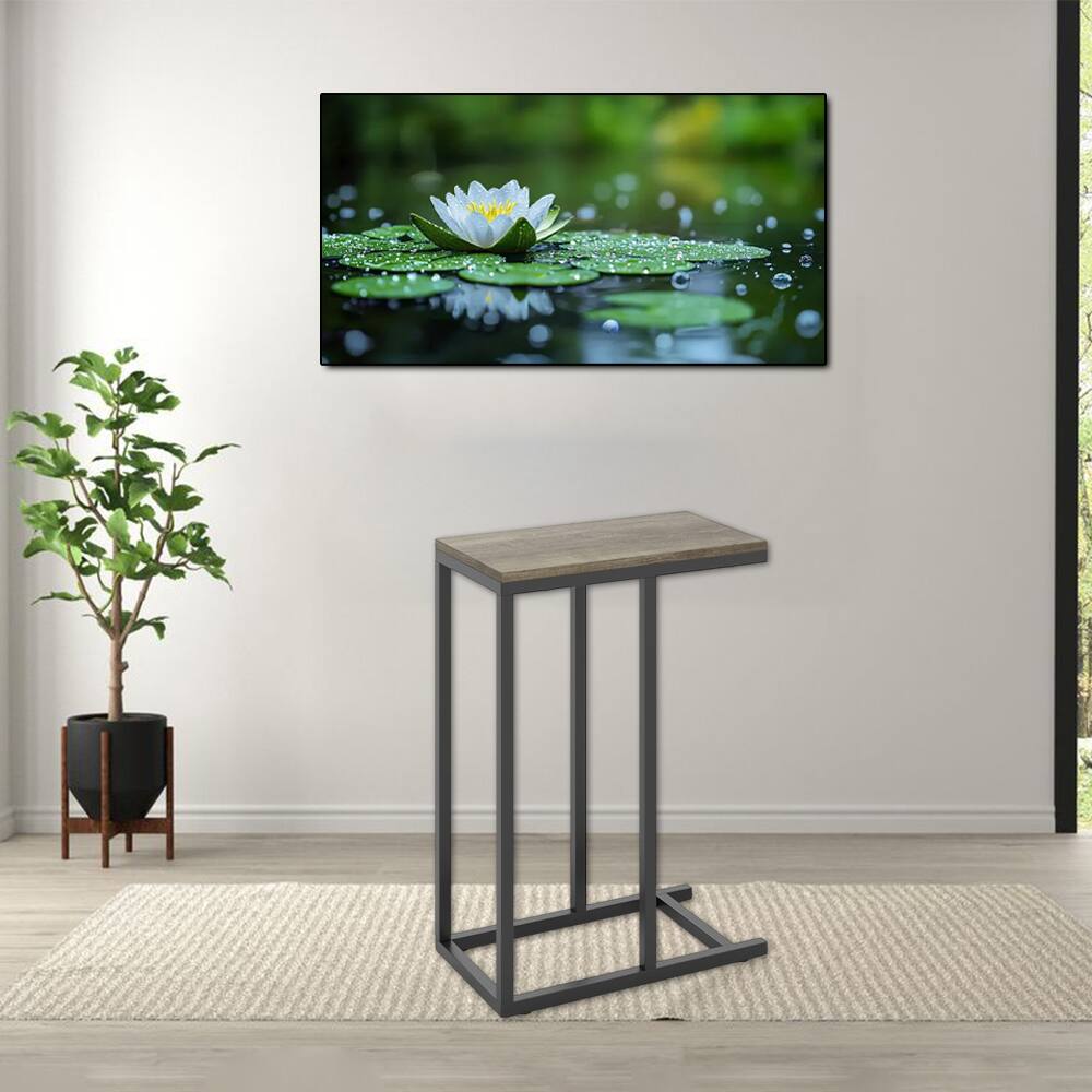 Front. Hivvago - C-Frame Side Table with Durable Metal Base - Oak.