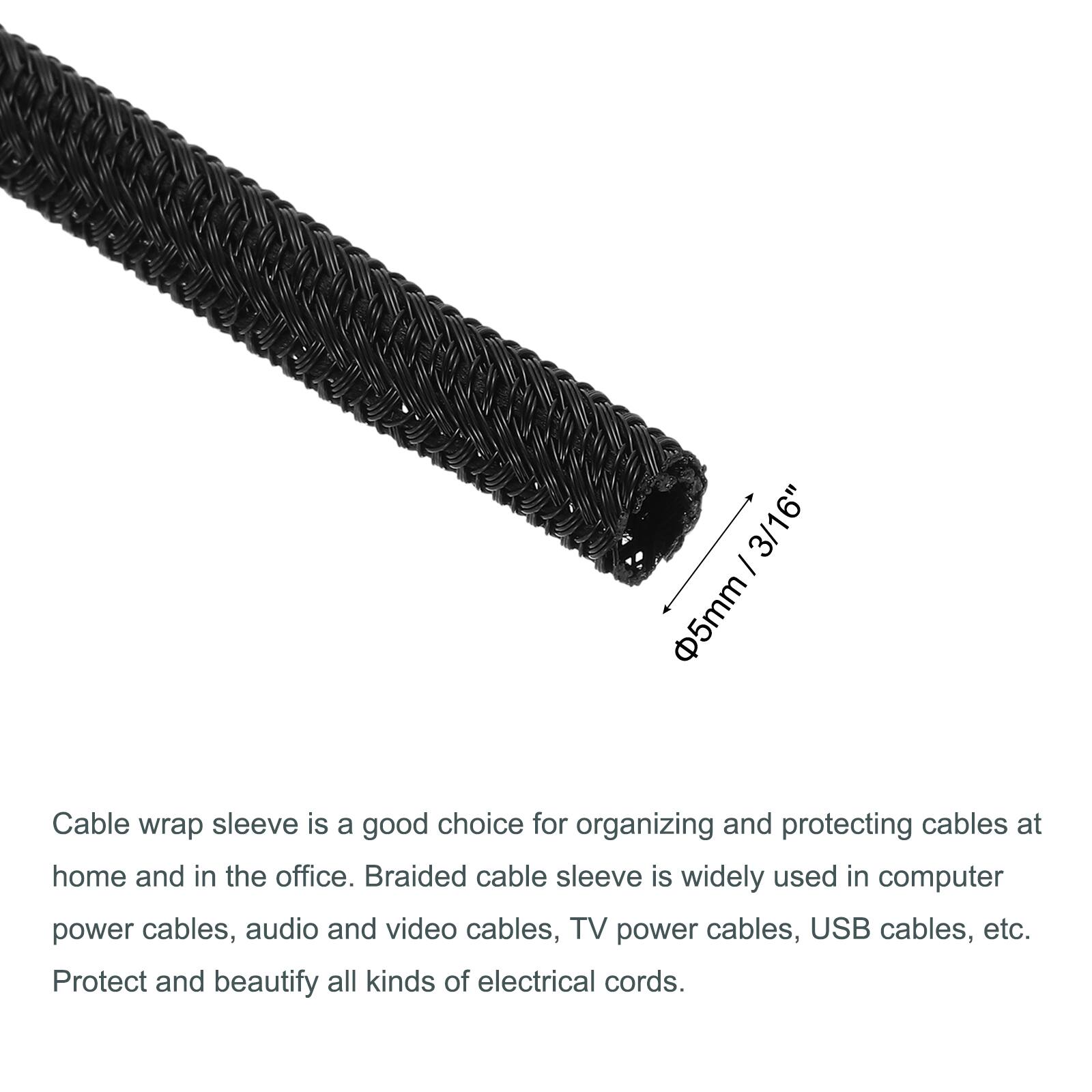 3/16" / 5m Cable wrap sleeve is a good choice for organizing and protecting cables at home and in the office. Braided cable sleeve is widely used in computer power cables, audio and video cables, TV power cables, USB cables, etc. Protect and beautify all kinds of electrical cords.

Cable wrap sleeve is a good choice for organizing and protecting cables at home and in the office. Braided cable sleeve is widely used in computer power cables, audio and video cables, TV power cables, USB cables, etc. Protect and beautify all kinds of electrical cords.