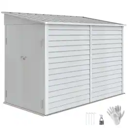 Outsunny - x 9' Outdoor Storage Shed, Lean to Metal Shed with Foundation Kit, Lockable Doors and Gloves for Patio