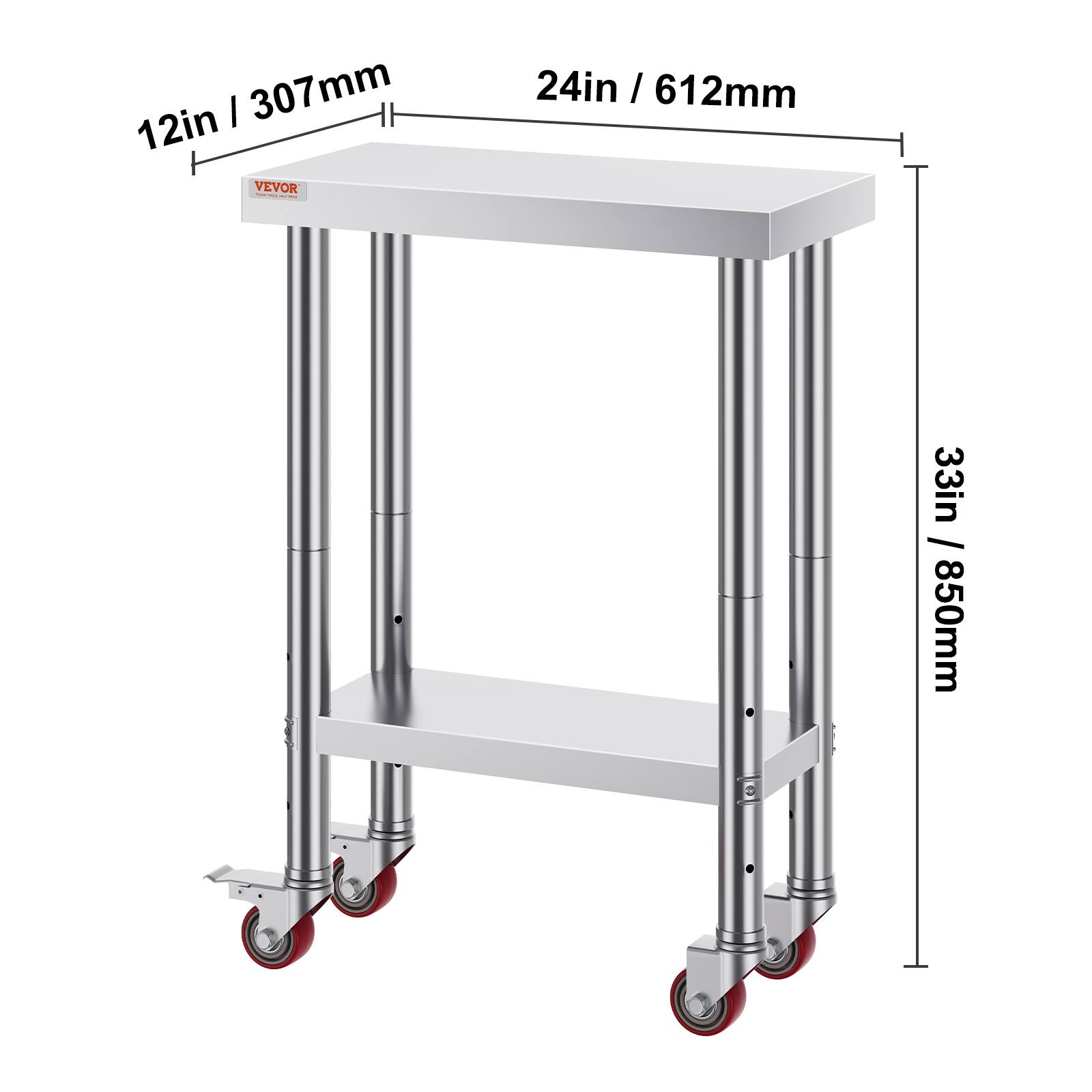 12in / 307mm  
24in / 612mm  
33in / 850mm