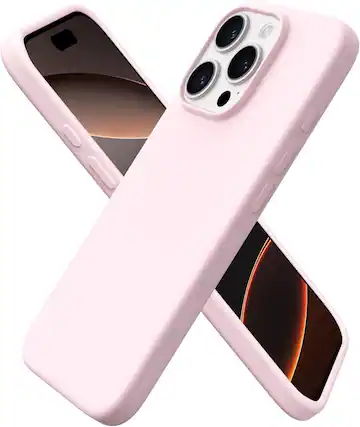 Front. Ornarto - ORNARTO Designed for iPhone 16 Pro Case 6.3", Liquid Silicone 3 Layers Full Covered Protective Cover-Chalk Pink - Chalk Pink.
