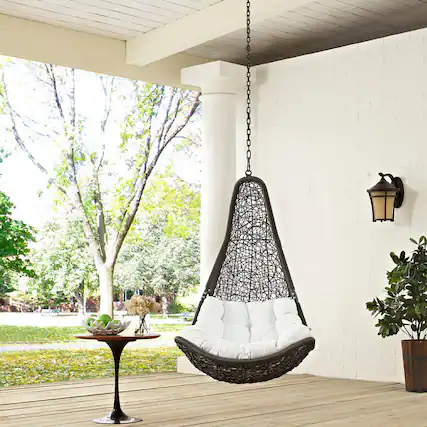 Front. Modway - Abate Outdoor Patio Swing Chair Without Stand by Modway - Gray White.