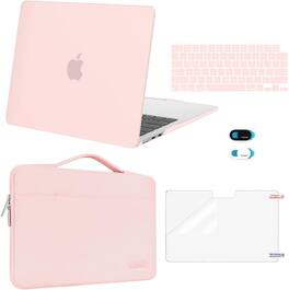 mosiso - 5in1 Kit for MacBook Air 13-Inch M5 M4 M3 M2 2022-2026, Hard Shell&Sleeve Bag&Keyboard Skin&Webcam Cover&Screen Film - Chalk Pink