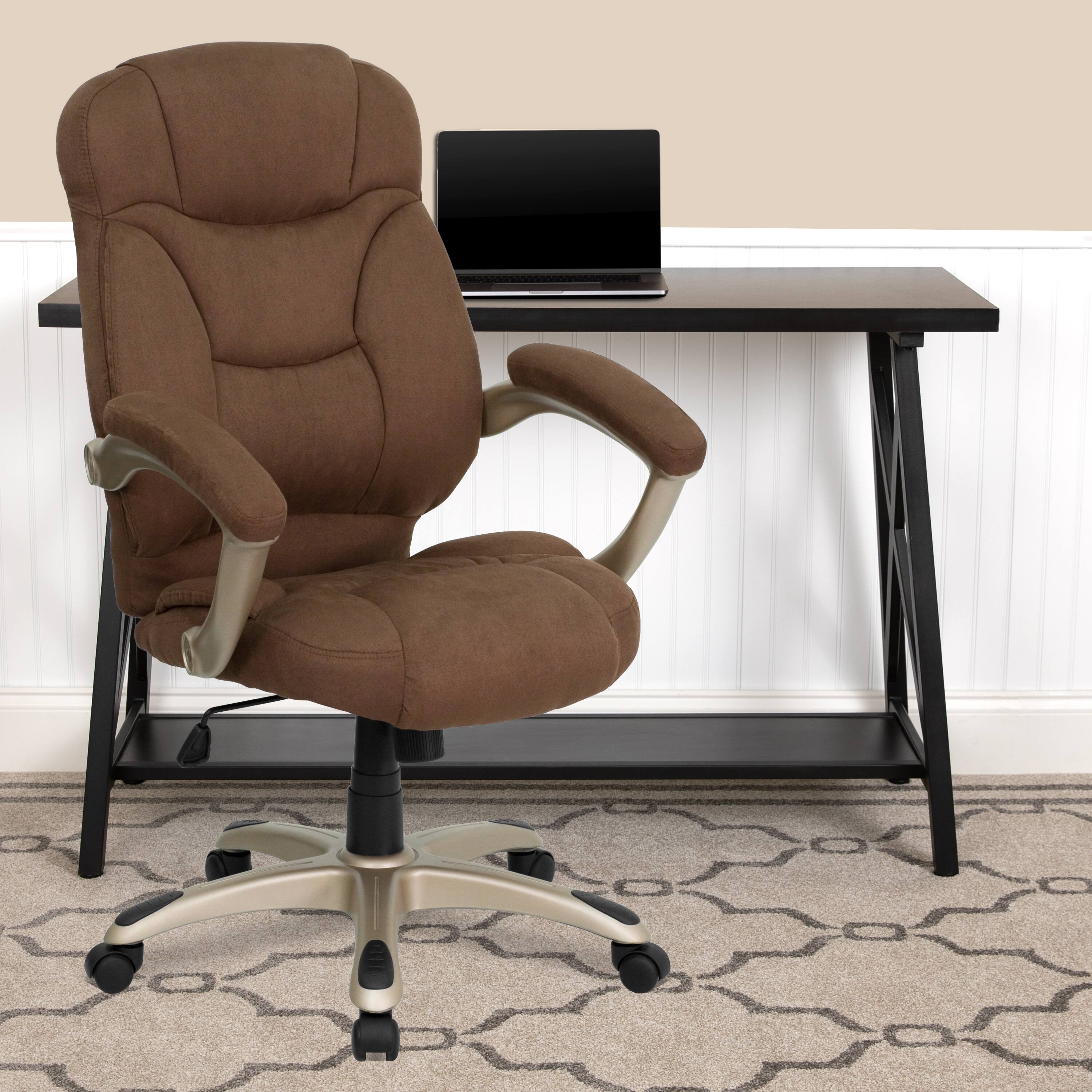Alt View 1. Emma + Oliver - High Back Executive Ergonomic Office Chair with Silver Nylon Base and Arms - Brown Microfiber.