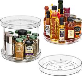 Sorbus - 9 Inch Lazy Susan Organizer Set, 2 Flat Turntable Organizer for Spice Organization for Cabinet - Clear