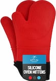 Zulay Kitchen - Silicone Oven Mitts Set of 2 - Textured Non Slip Grip Oven Mitts Heat Resistant - Red