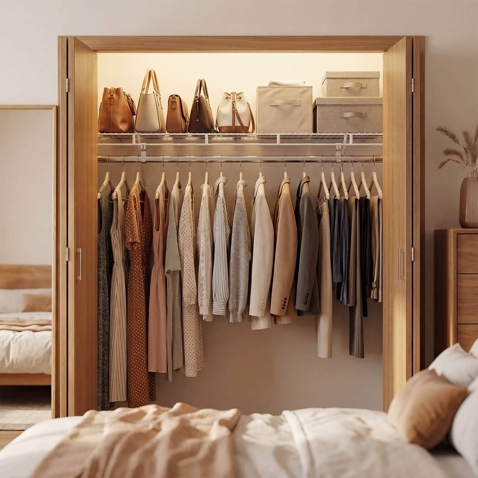 Alt View 1. Costway - Costway 4 ft x 12 inch Closet Shelves Wall Mounted with Hanging Rod for Laundry Room - White.