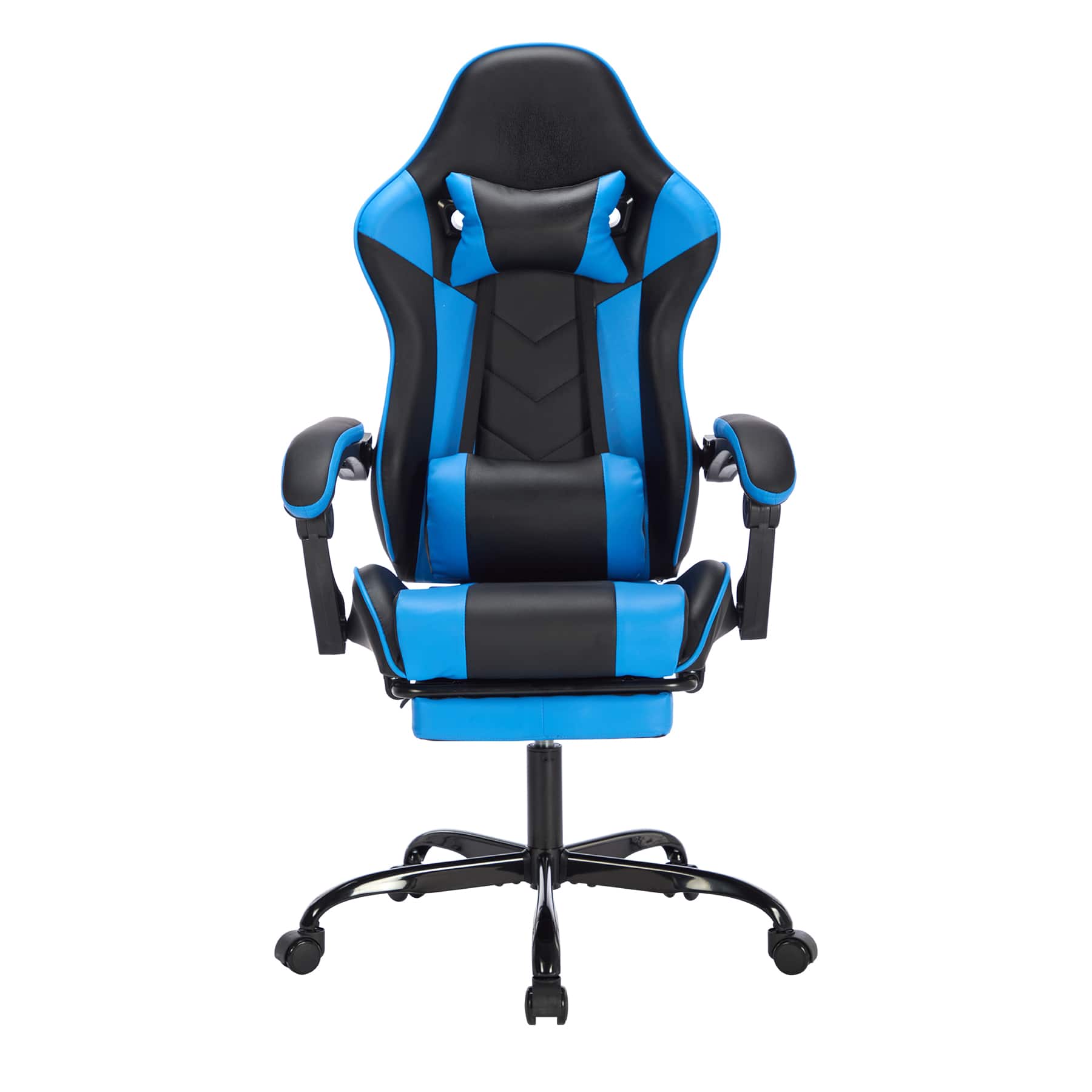 GOODSILO - Ergonomic Gaming Chair with Footrest, Adjustable Computer Chair with Lumbar Support & Headrest - Black+Blue