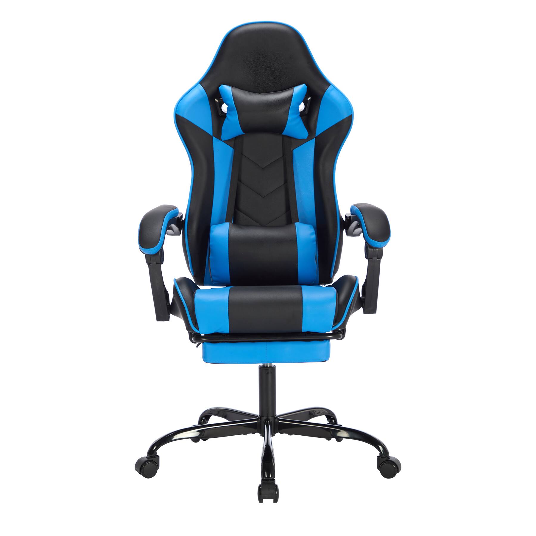 Angle. LUCKY ONE - Leather Recline Ergonomic Gaming Chair W/ Massage Lumbar - Black/Blue.