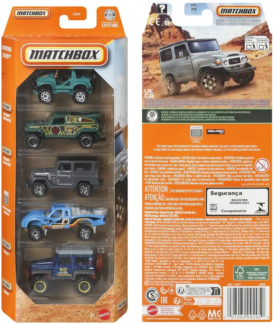 Matchbox Pack Box Mattel Matchbox Basic 1:64 Car 5 Pack 12 Piece K Assortment ...