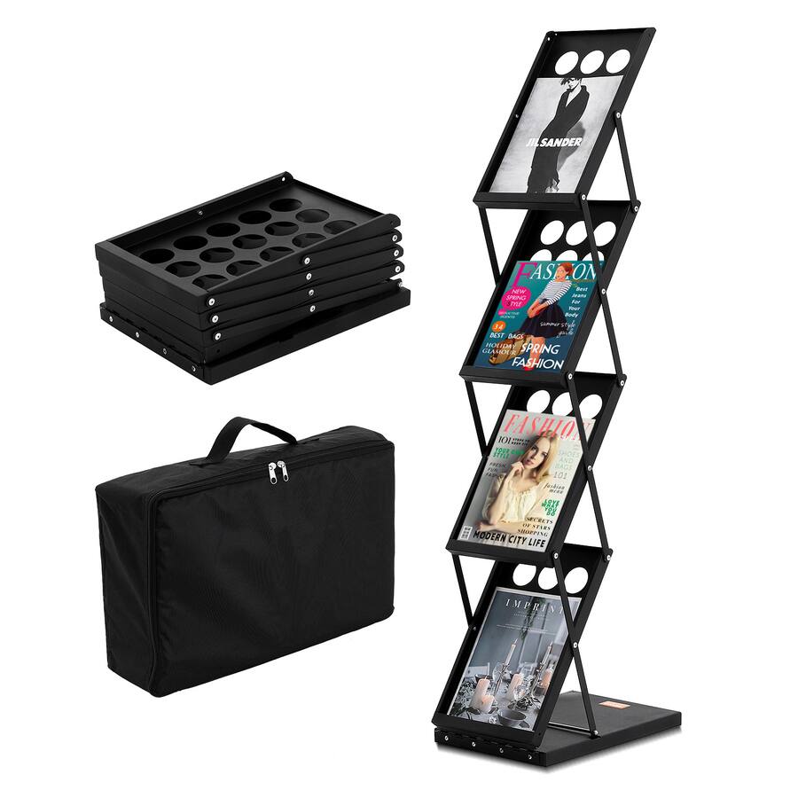 VEVOR Foldable Magazine Display Rack, 4 Tier Brochure Literature ...