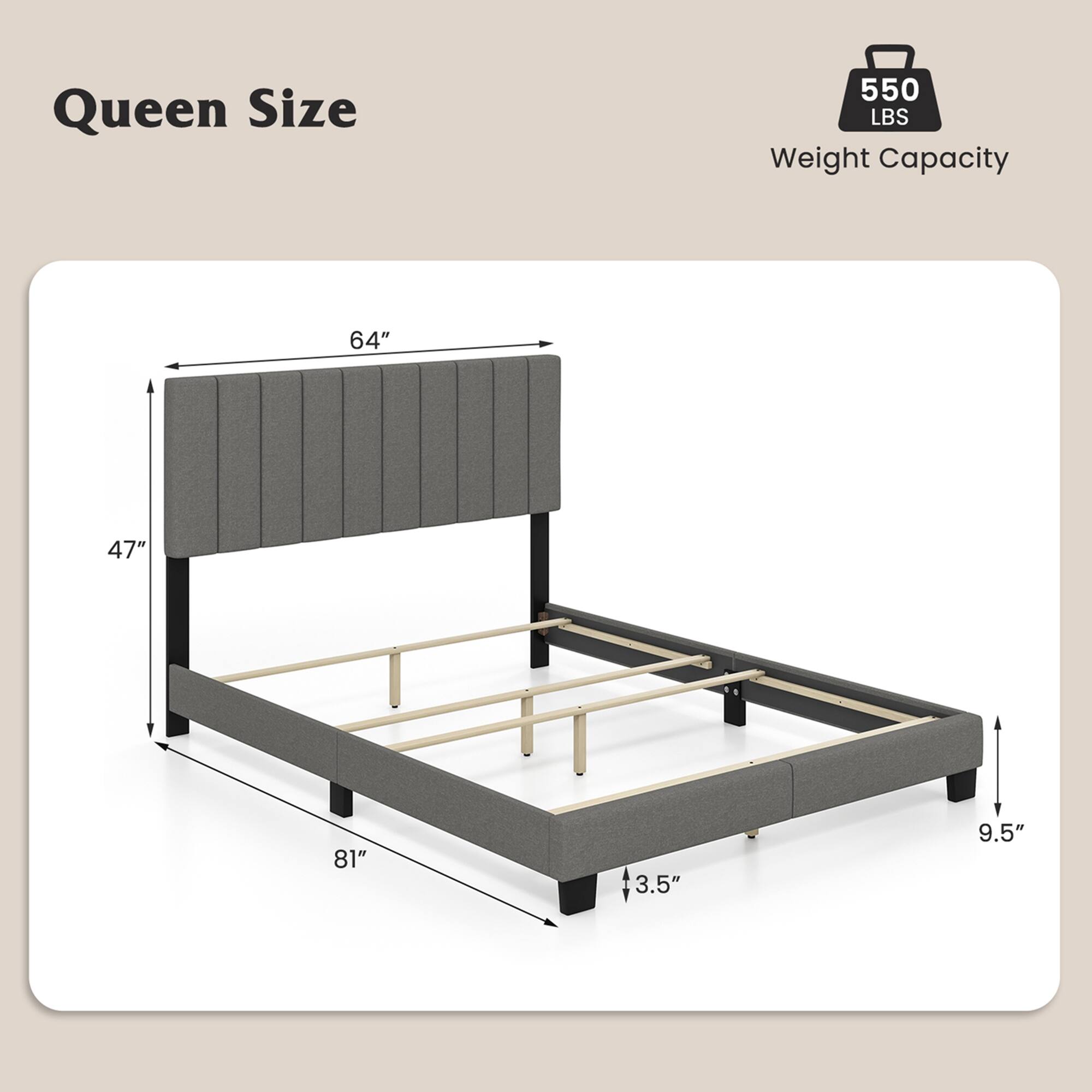 Queen Size, 550 LBS Weight Capacity, 64", 47", 81", 3.5", 9.5"