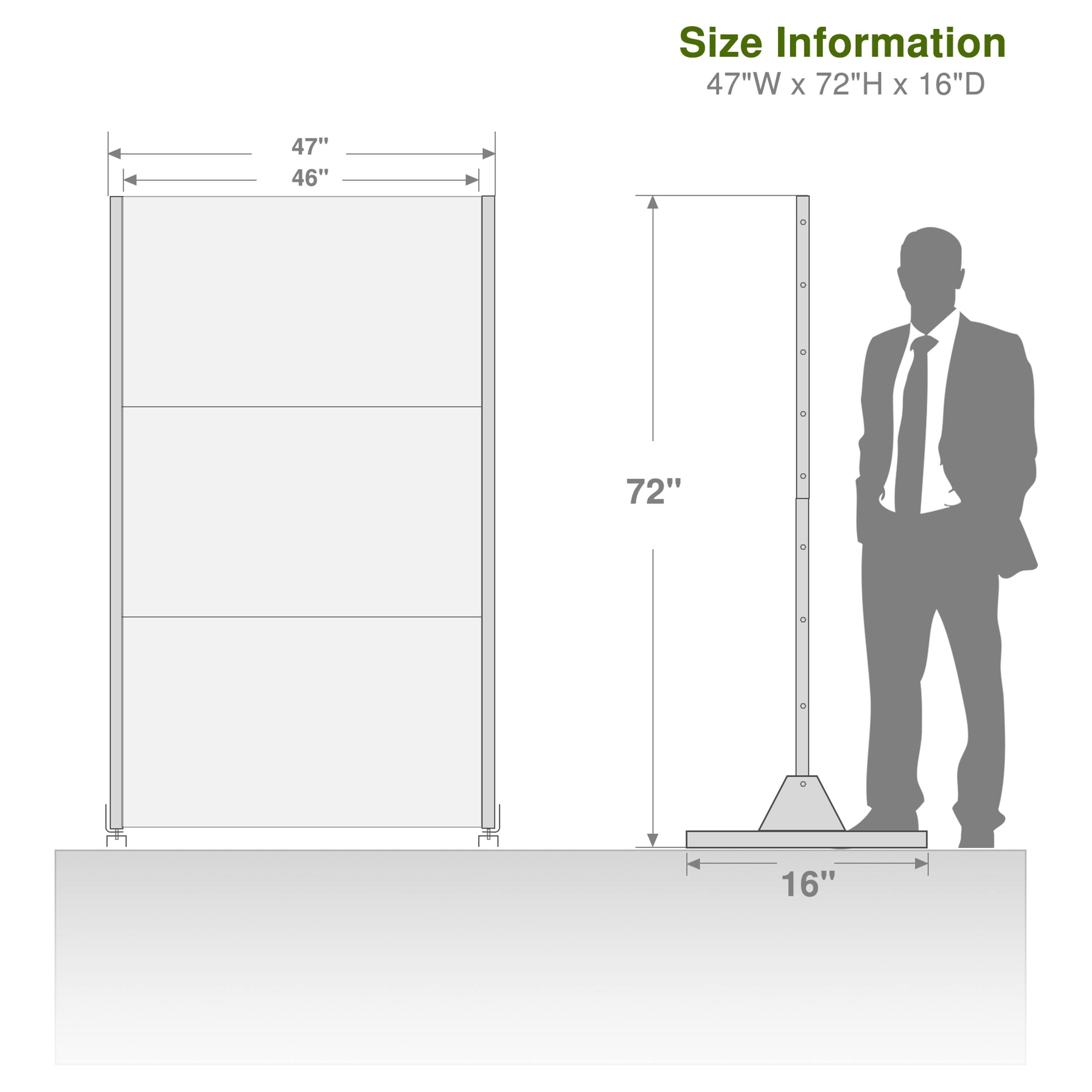 Size Information  
47"W x 72"H x 16"D  

47"  
46"  
72"  
16"