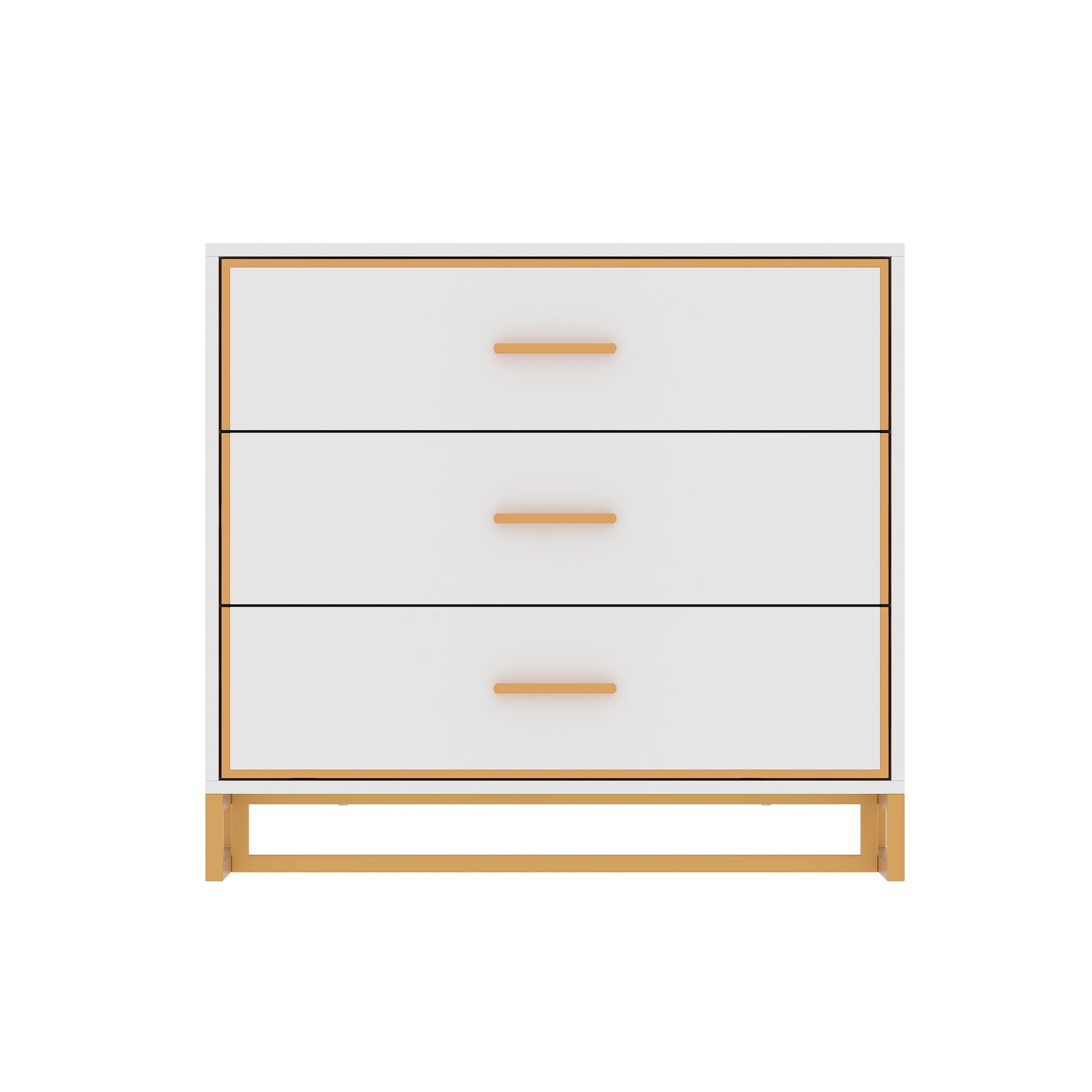 Front. Famapy - Famapy Modern 3 - Drawer Nightstand: Sleek Storage for Bedroom & Living Area - White.