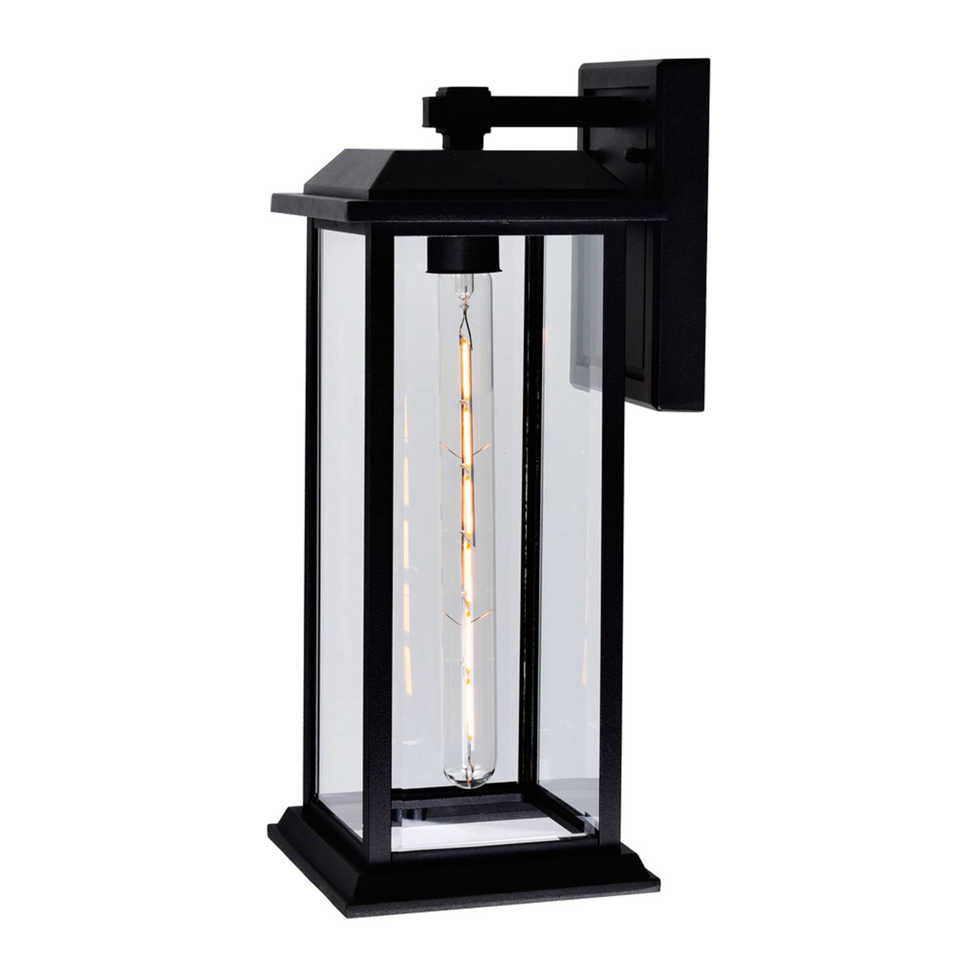 Front. CWI Lighting - Blackbridge 1 Light Outdoor Black Wall Lantern - Black.